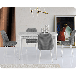 Evkur Collection Kelebek Masa Takımı 80x130 cm Mermer