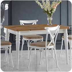 Evkur Collection Yakamoz Masa Takımı 75x120 cm Beyaz-Vizon