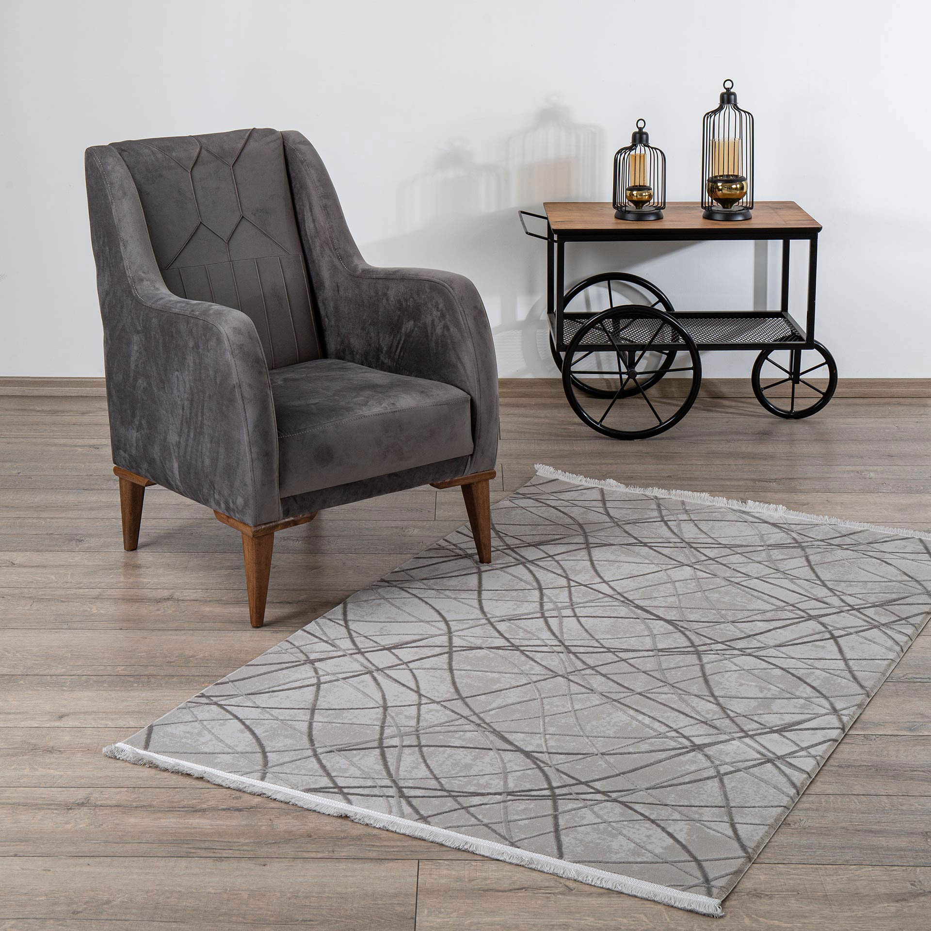 İpek Mekik 100x300 cm Sardes Halı 300-6310A-GRI