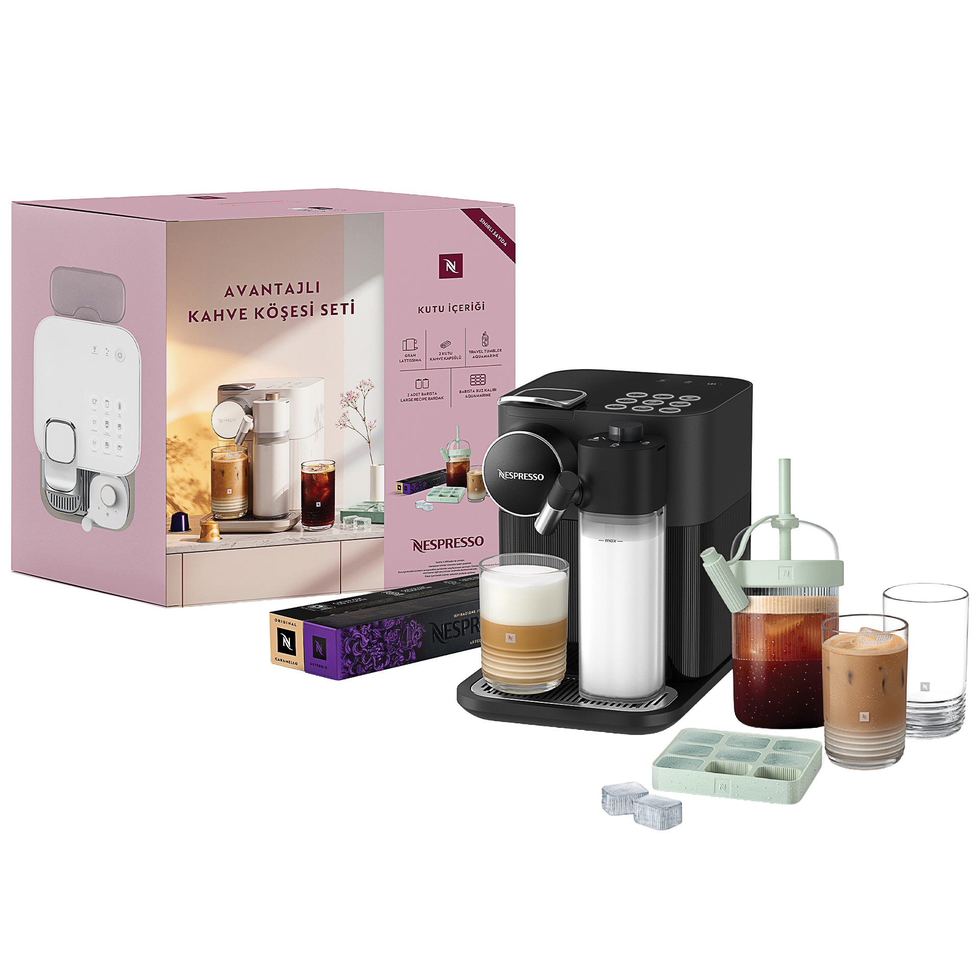 Nespresso F541 Black Gran Lattissima Yaz Köşesi Seti | Evkur