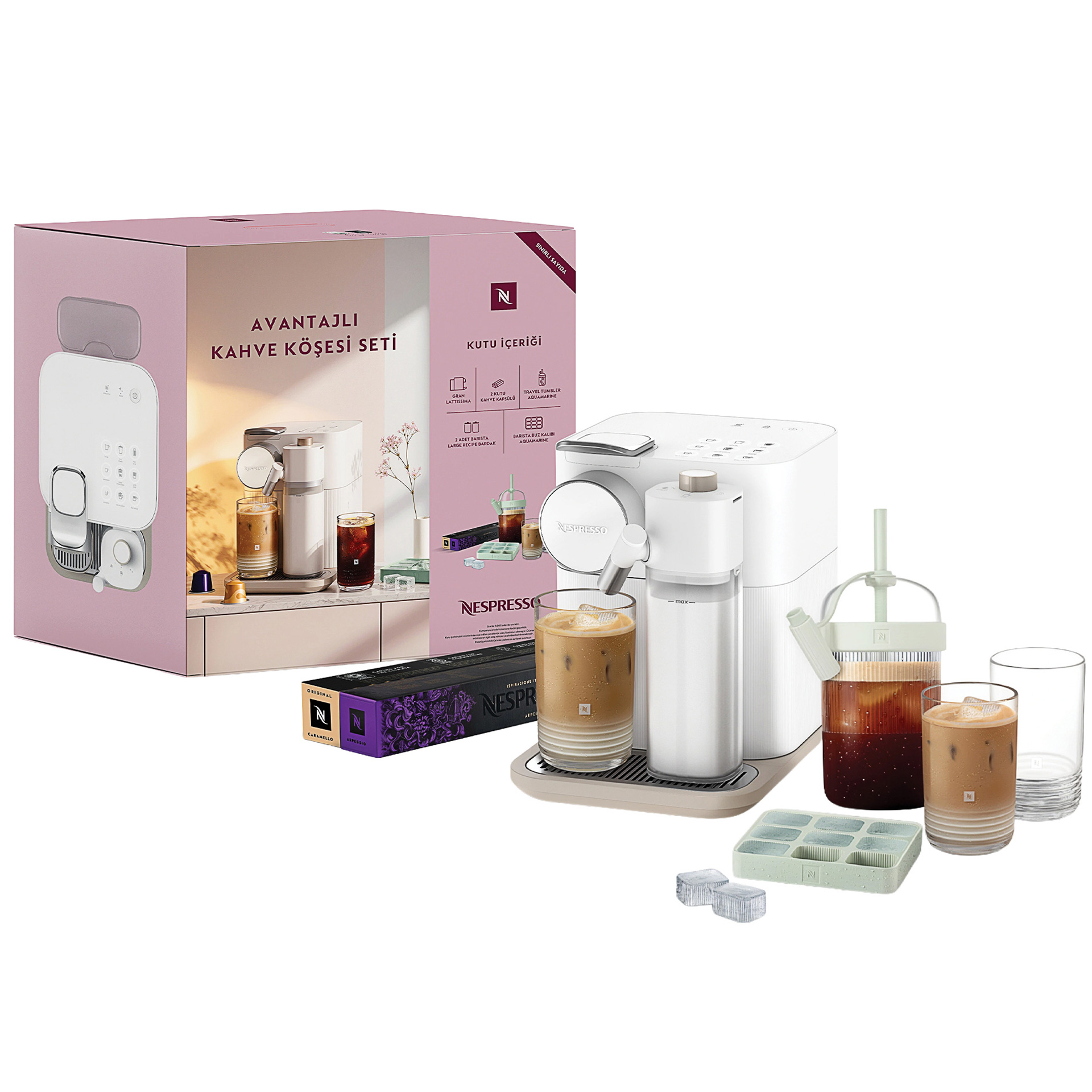 Nespresso F541 White Gran Lattissima Yaz Köşesi Seti | Evkur