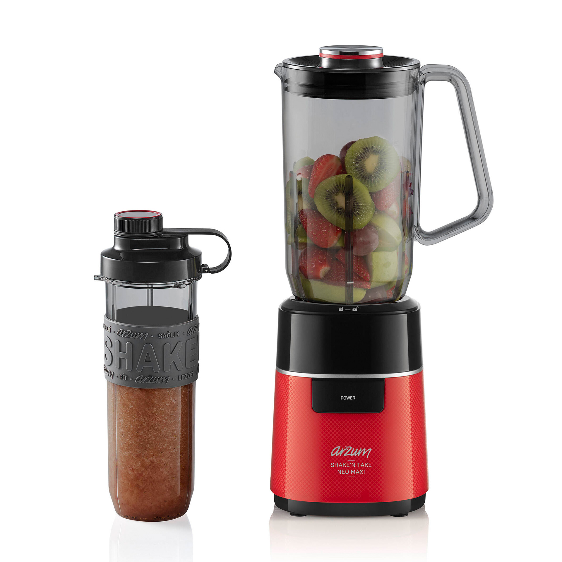 レッドスムージー Arzum Shake N Take Neo Maxi Sürahi Blender Kırmızı