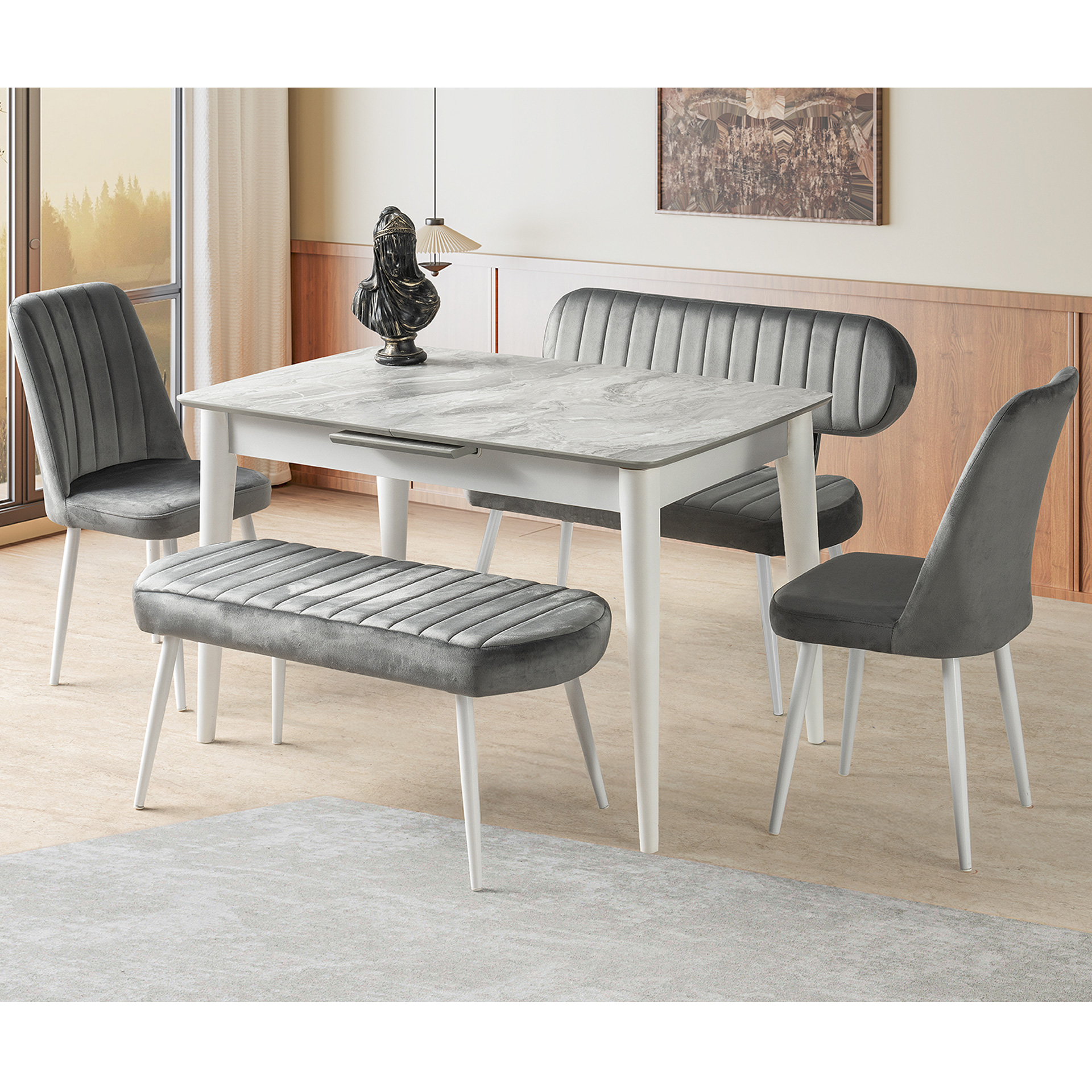 Venüs Banklı Takım 80x120 cm Bermuda-Gri | Evkur