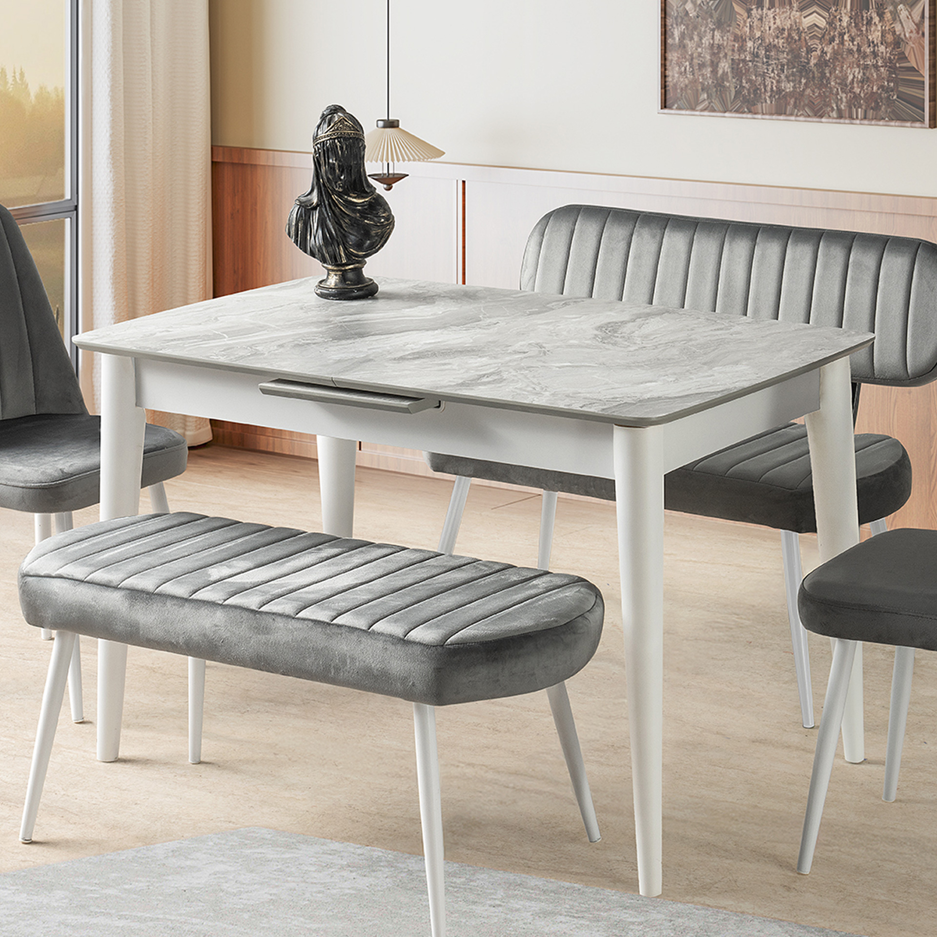 Venüs Banklı Takım 80x120 cm Bermuda-Gri | Evkur