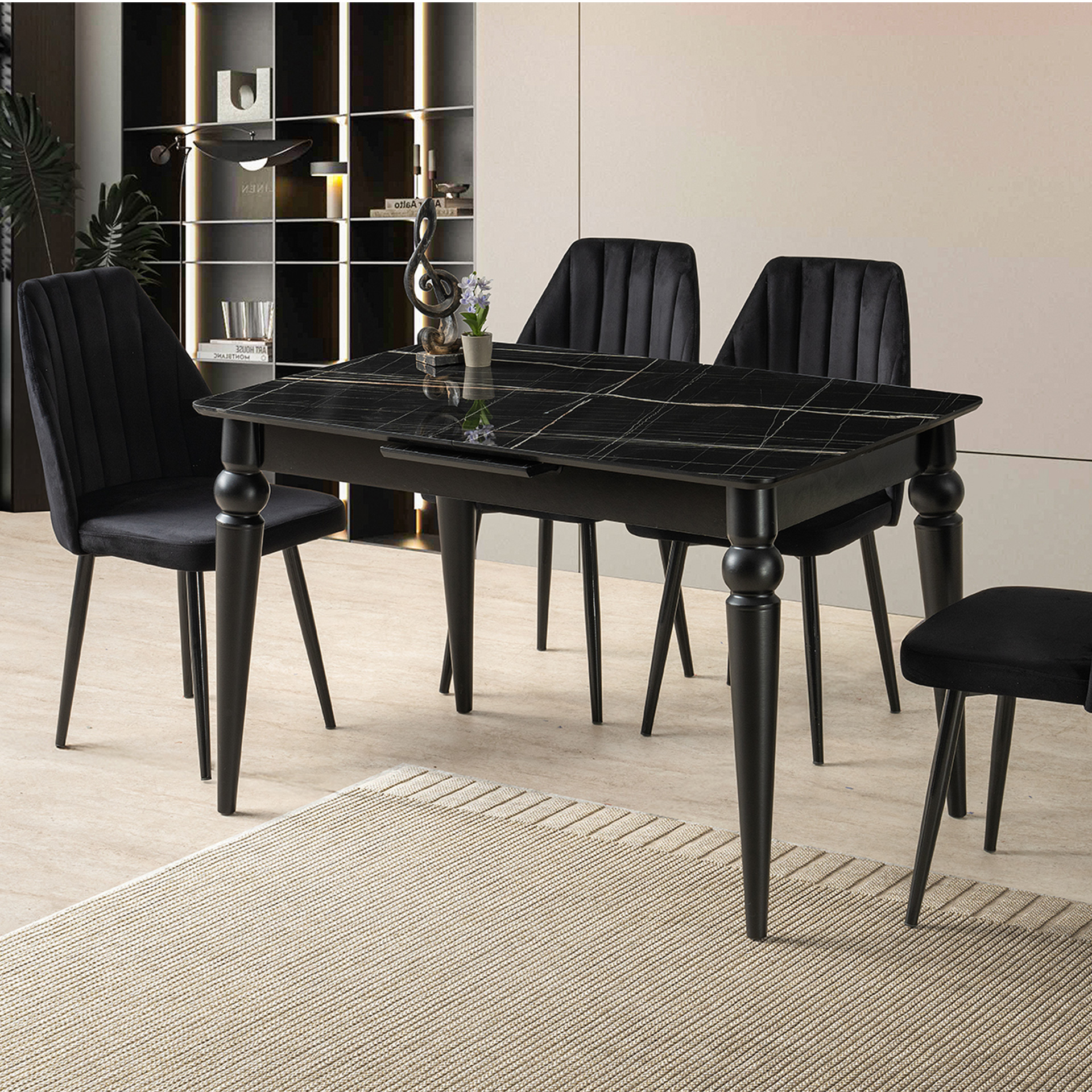 ミュージシャン masa Venüs Masa Takımı 80x120 cm Sonato-Siyah - Evkur