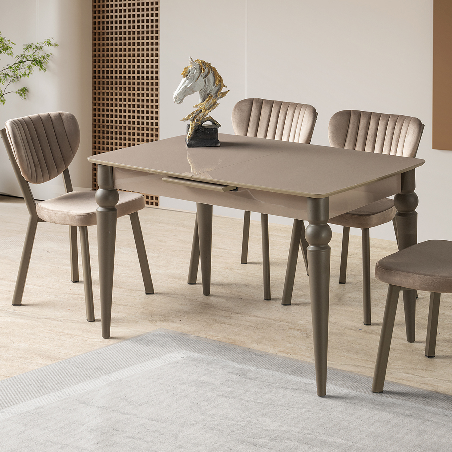 Venüs Masa Takımı 80x120 cm Cappuccino-Vizon - Evkur