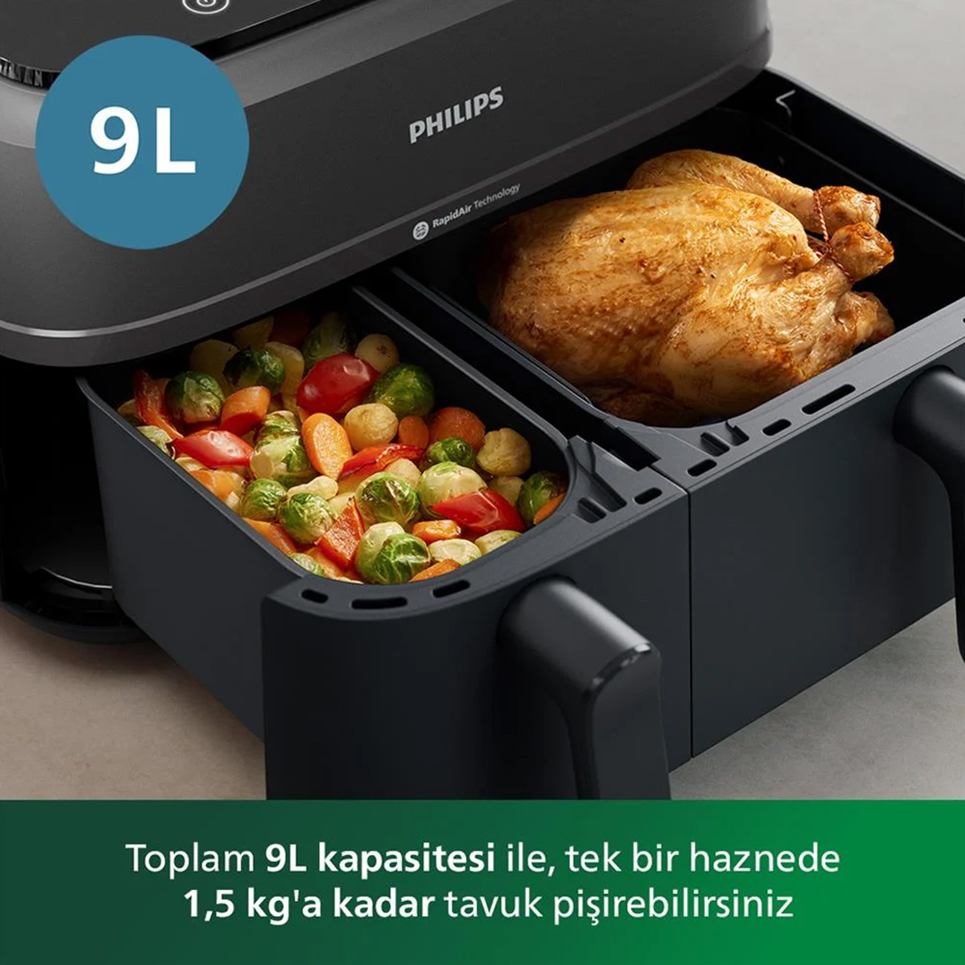 Philips NA350/00 Çift Hazneli Airfryer I Evkur