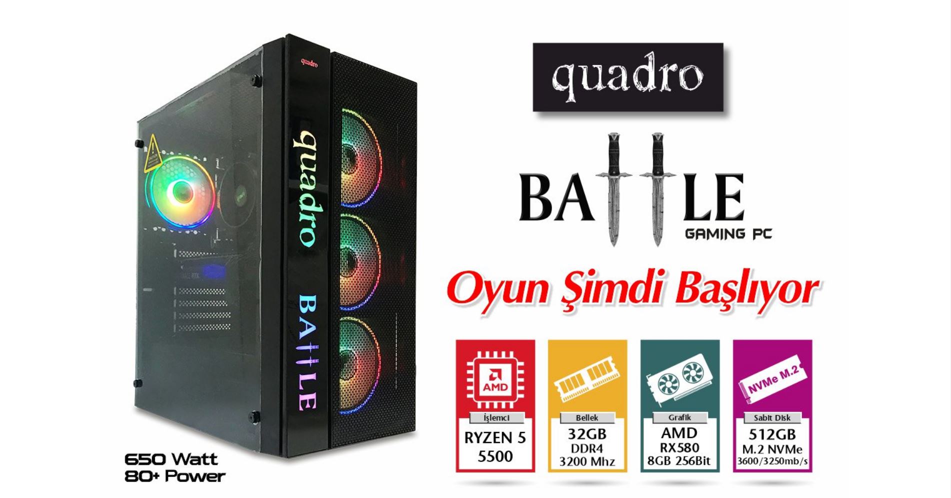 Quadro AMD Ryzen 5 5500 3.6GHZ 32GB RAM