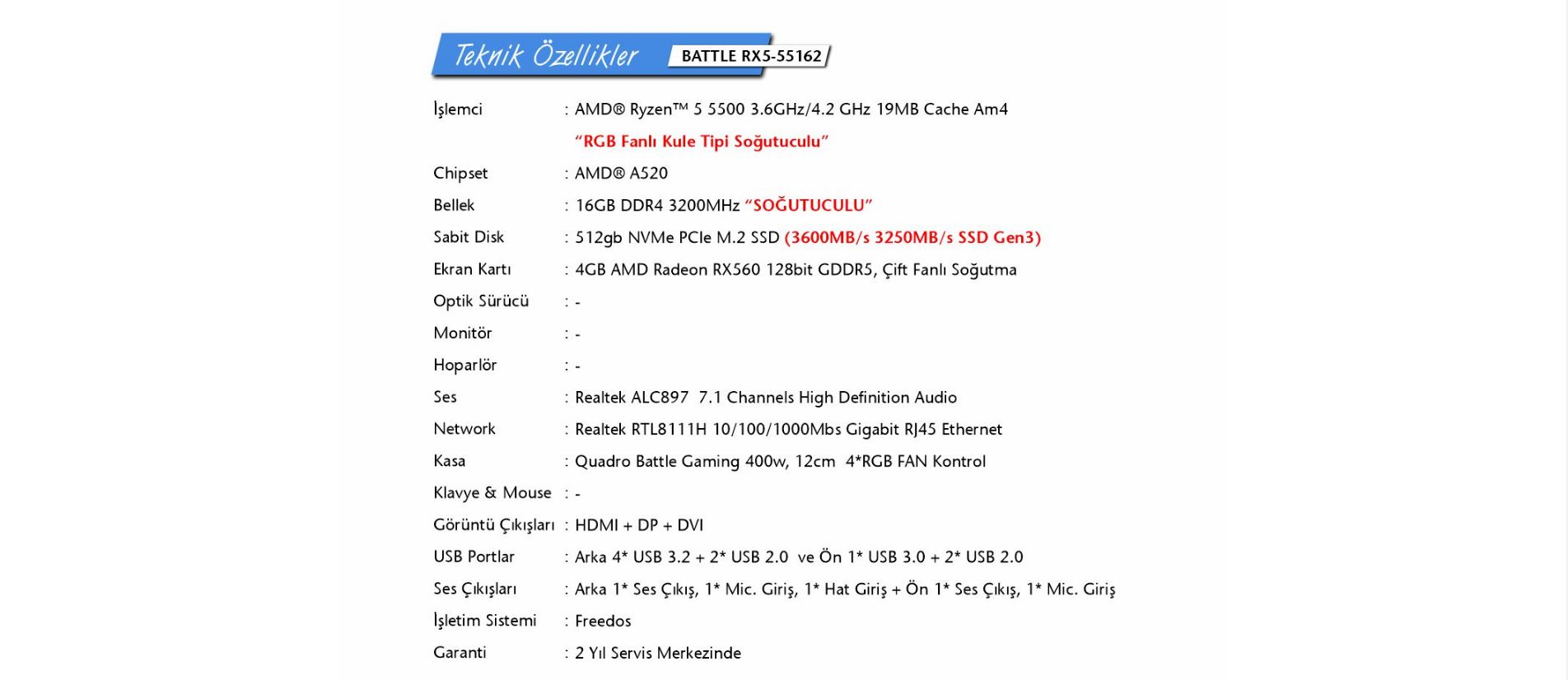Quadro AMD Ryzen 5 5500 3.6Ghz 16GB RAM