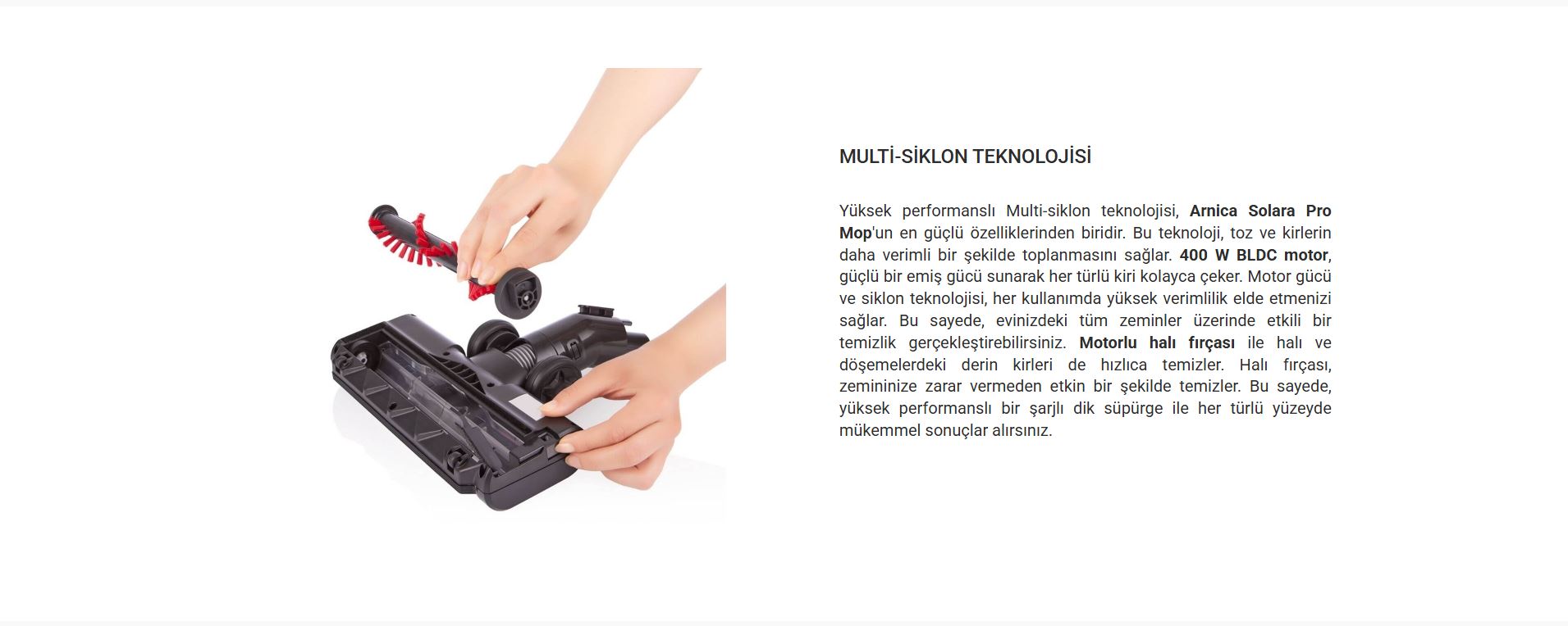 Arnica Solara Pro Mop Şarjlı Süpürge | Evkur