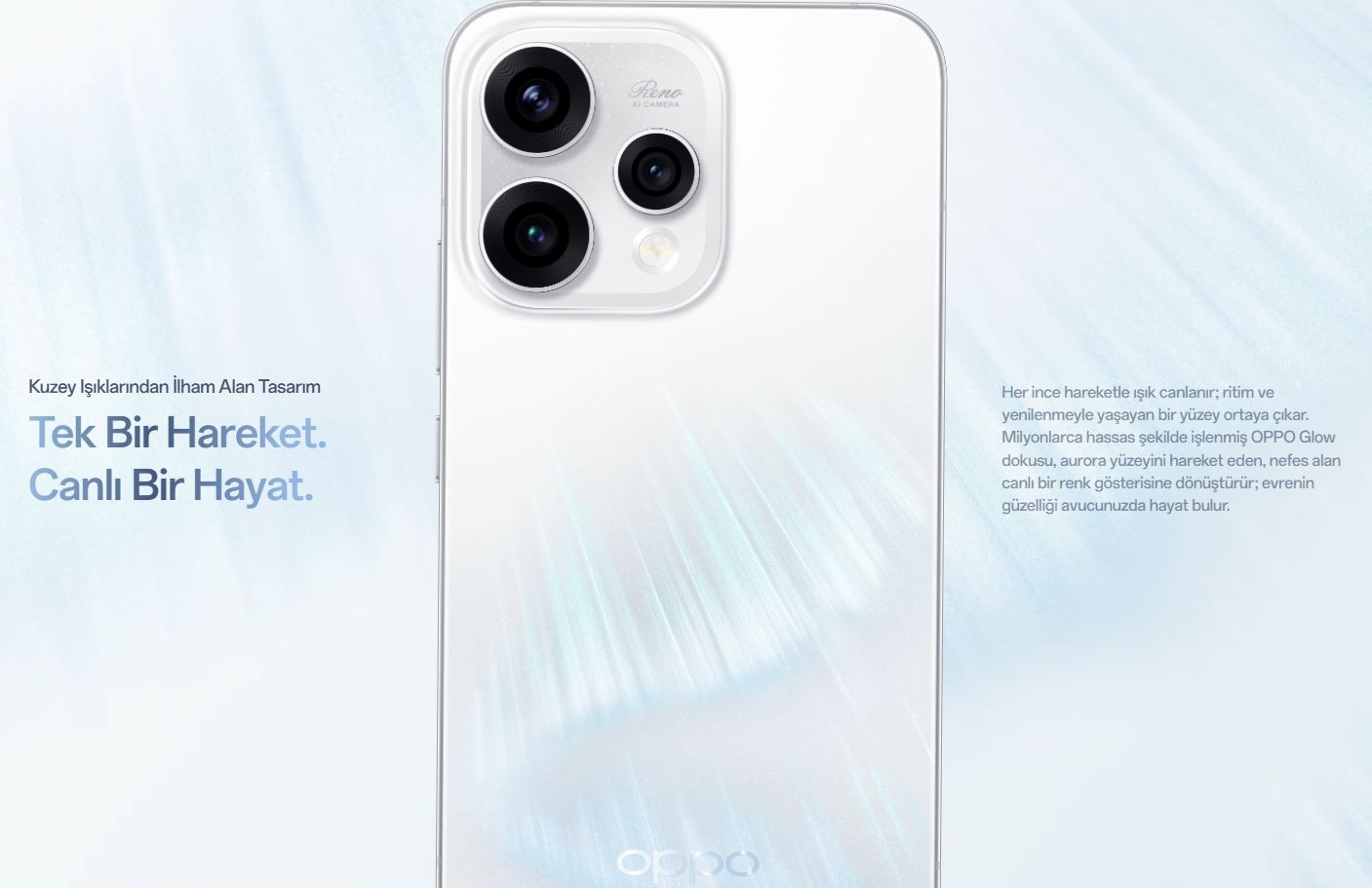 Oppo Reno 15 5G 12/256GB Aurora Beyaz Akıllı Telefon | Evkur