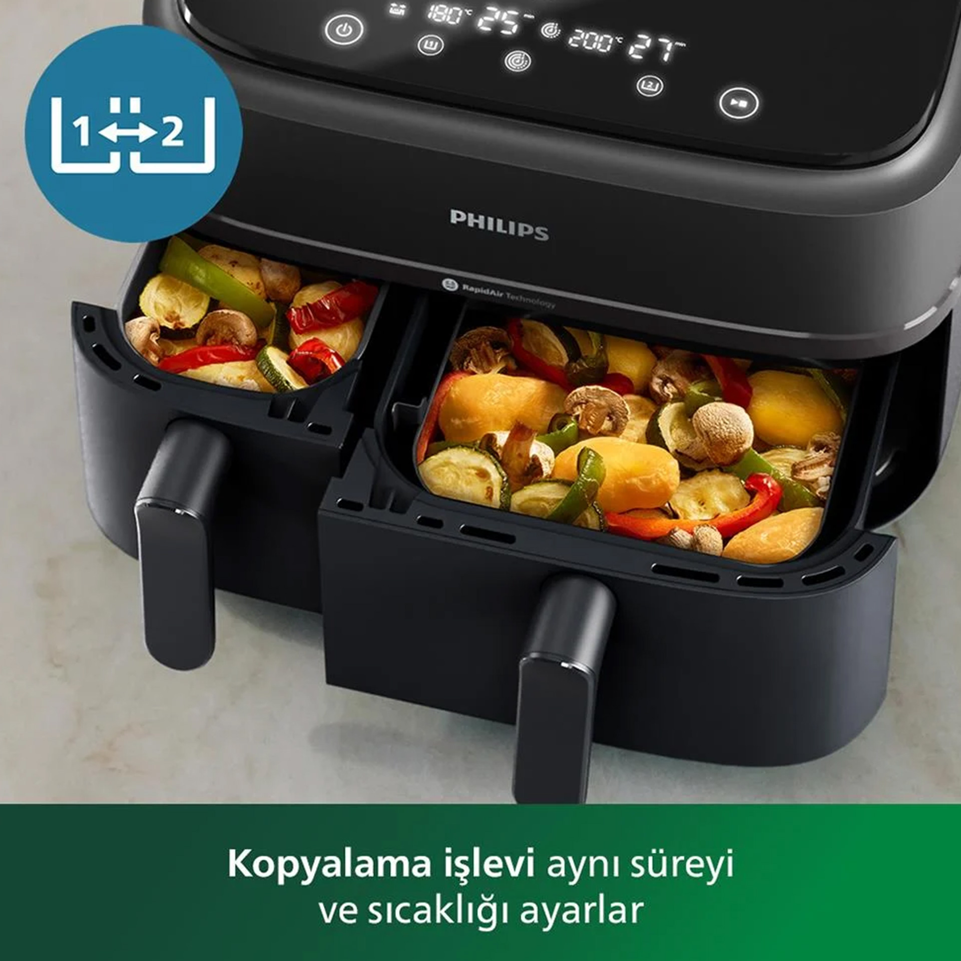 Philips NA350/00 Çift Hazneli Airfryer I Evkur