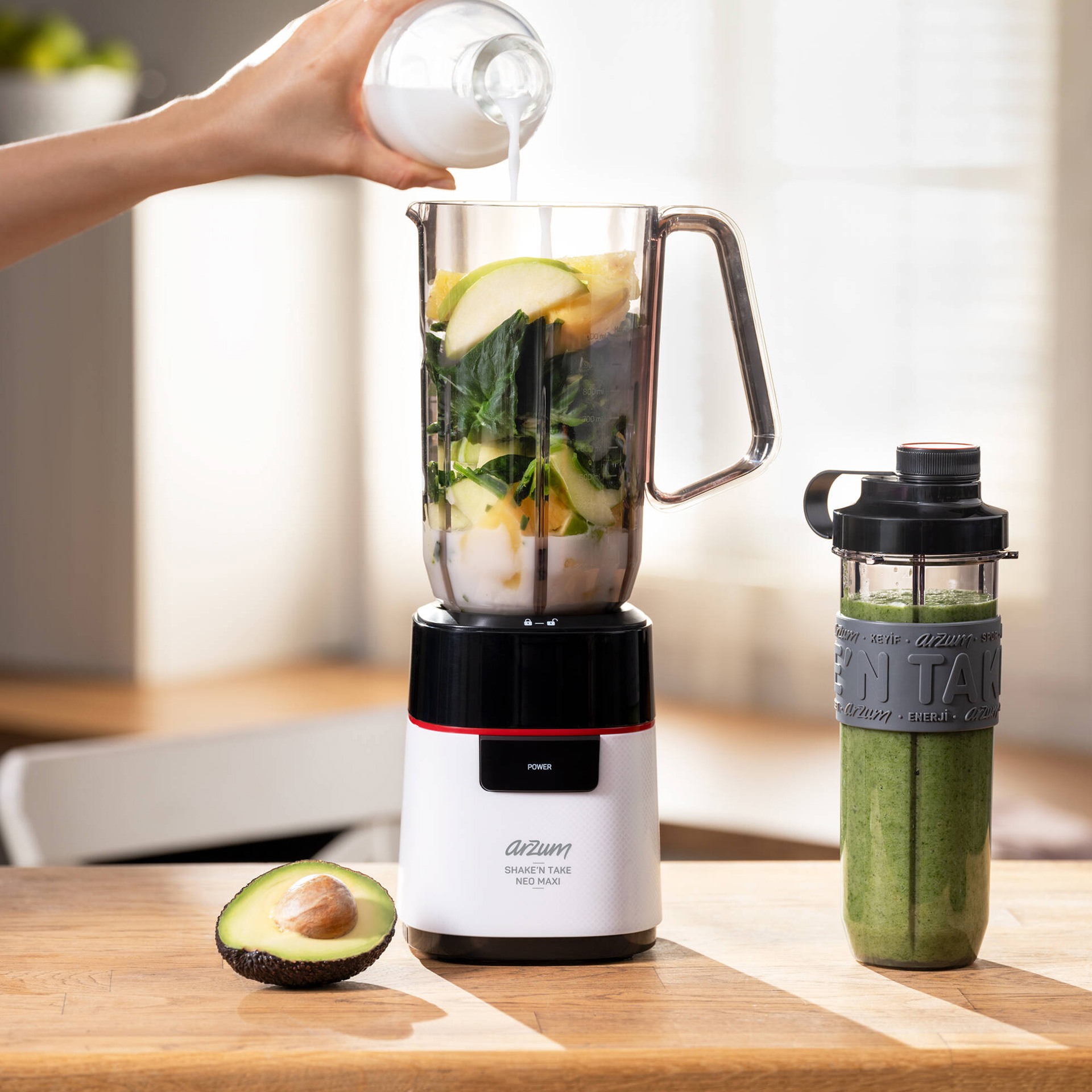 Arzum Shake N Take Neo Maxi Sürahi Blender Beyaz | Evkur
