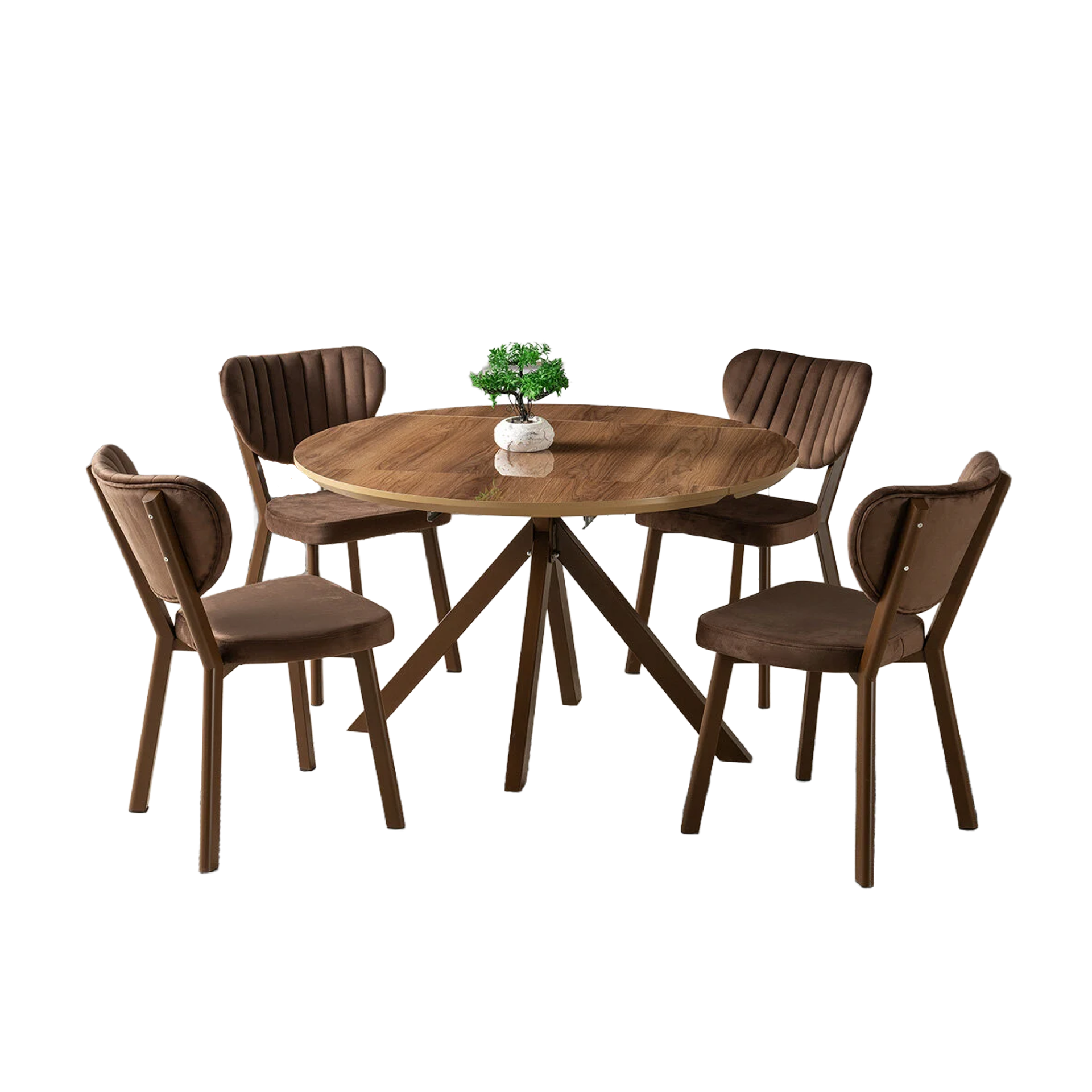 Yandan Açılır HG Masa 120x120 Hazal-Kahve - Aykelma Detaylı