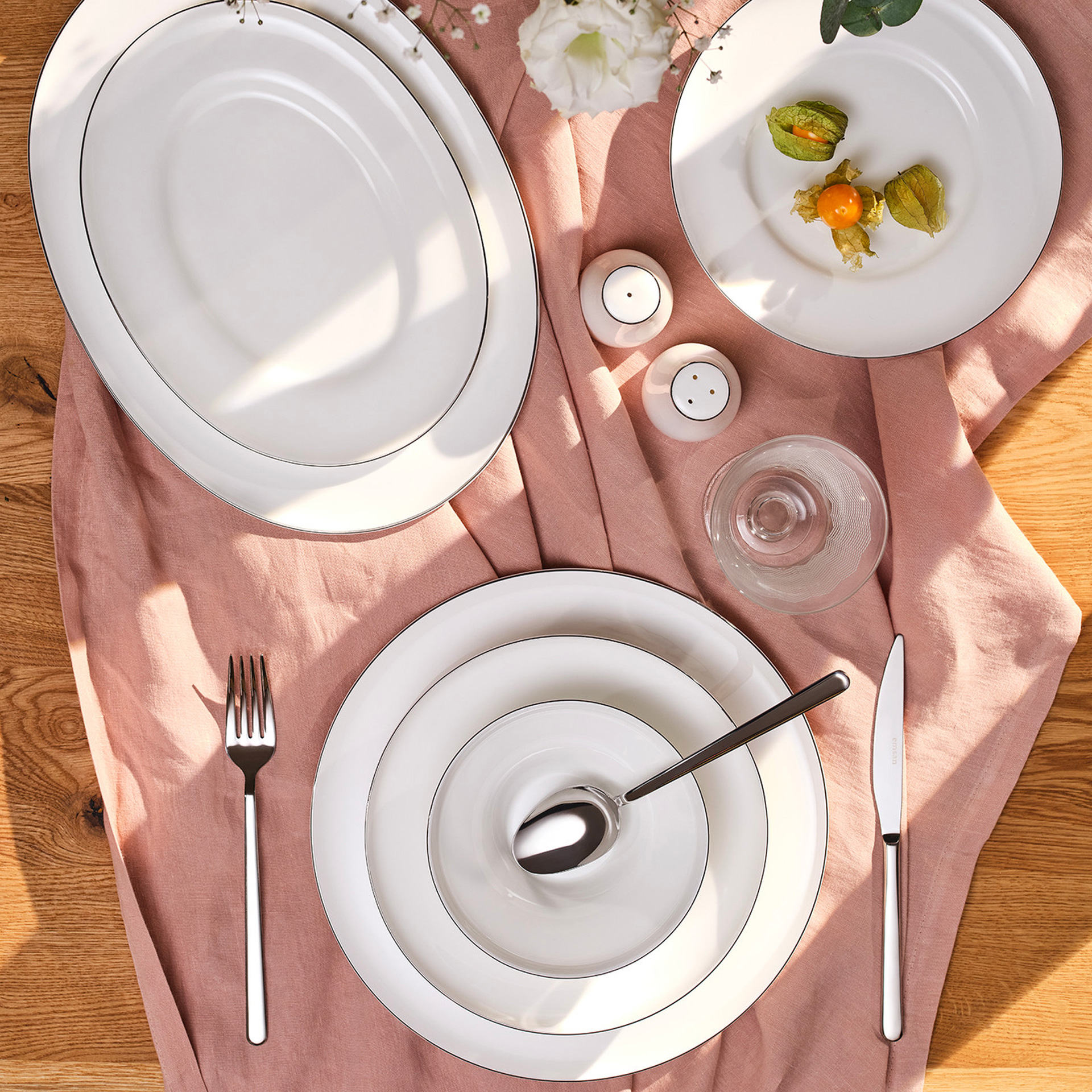 Emsan Alicia Fine Bone 60 Parça 12 Kişilik Yemek Takımı Yuvarlak Platin