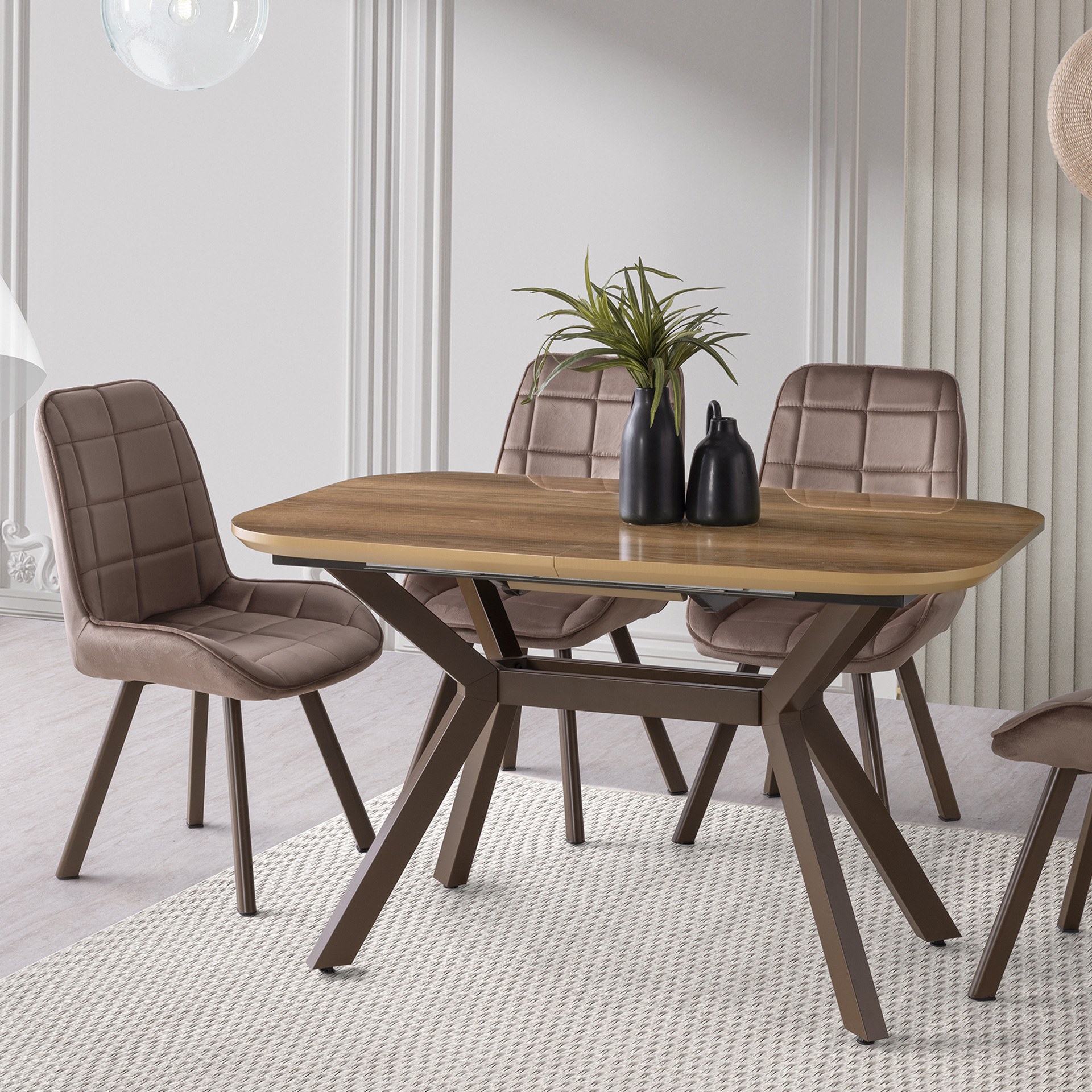 Valentino Masa Takımı 80x130 cm Hazal Kahverengi | Evkur Şık