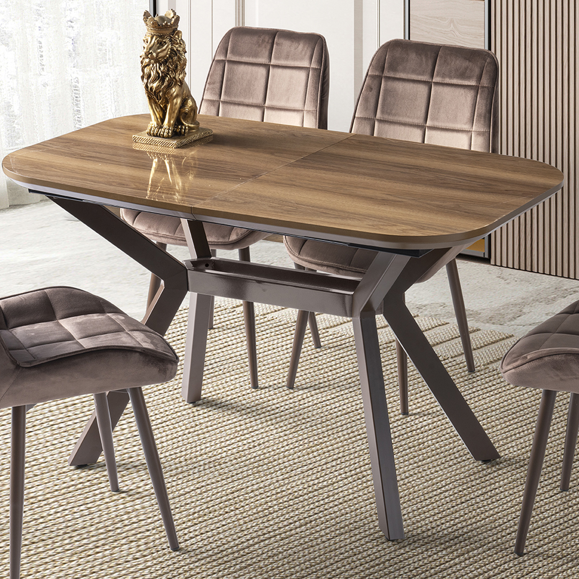 Valentino Masa Takımı 80x130 cm Hazal Kahverengi | Evkur Şık