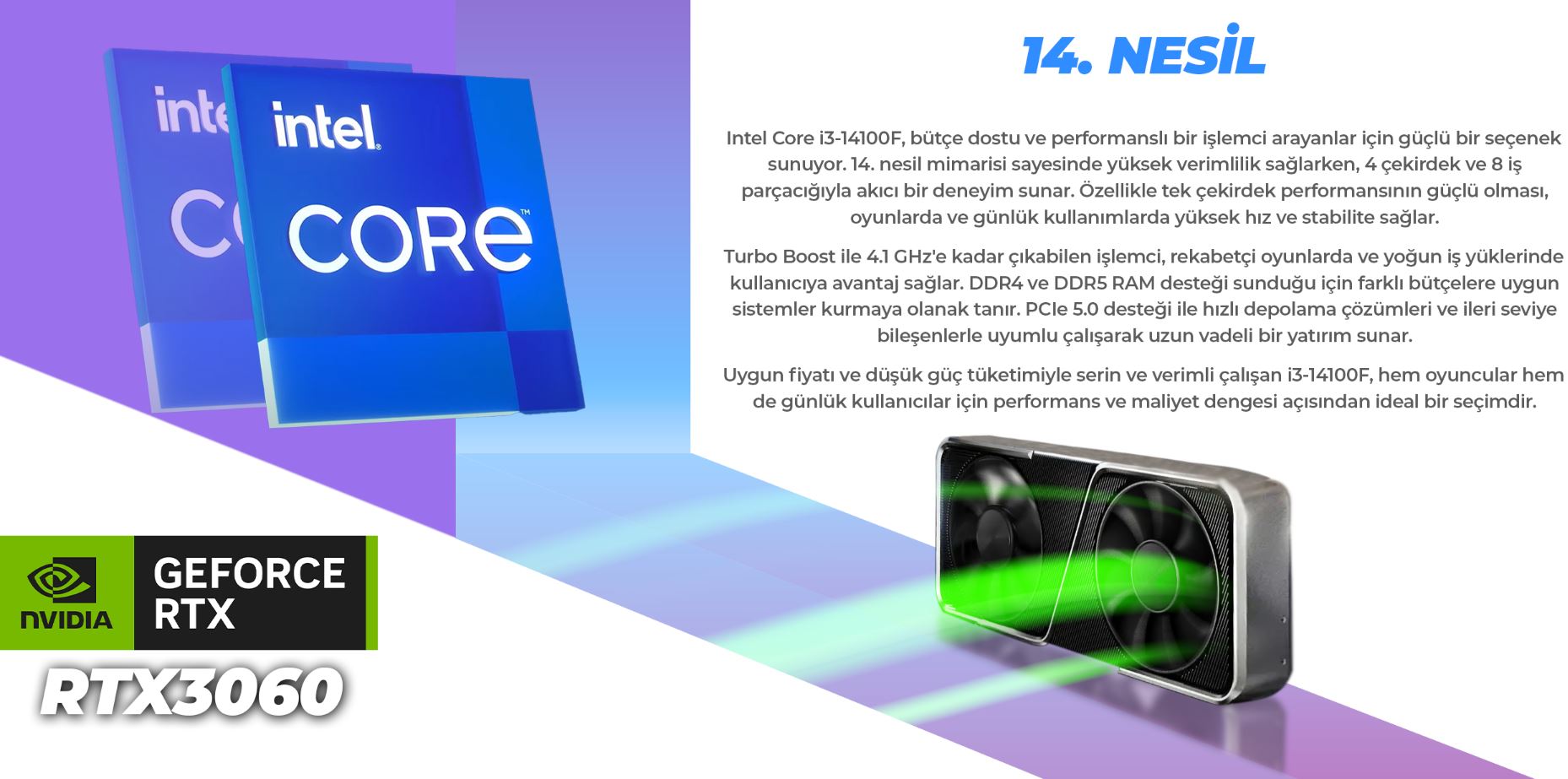 Technopc İntel I3 14100F 16 GB RAM 512 SSD Gaming PC | Evkur