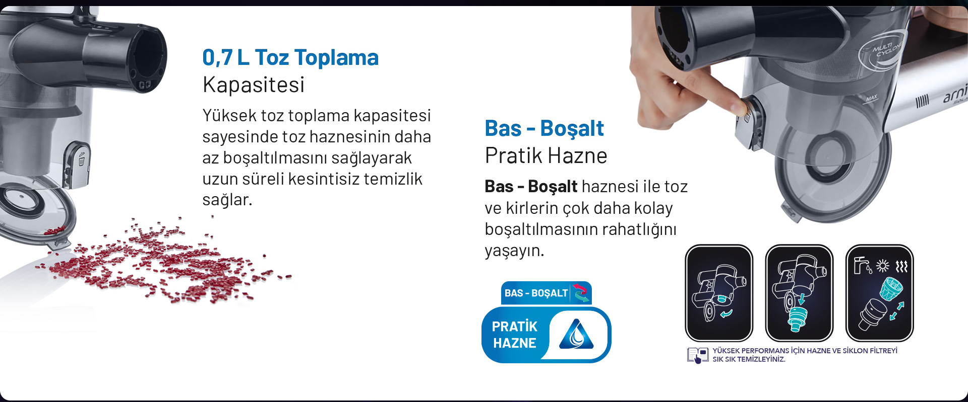 Arnica ET13450 Solara Dikey Şarjlı Süpürge