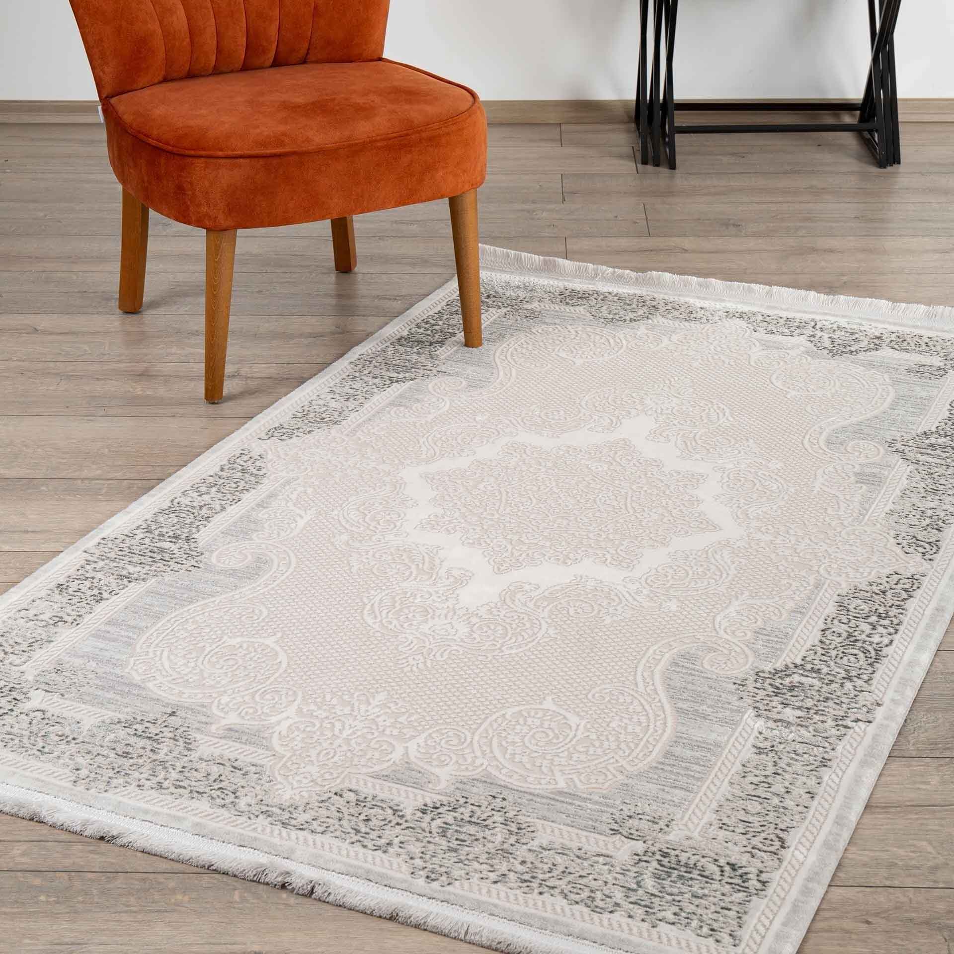 海の画廊「白　調」 Angora Aqua C034F 100x200 cm Gri Mavi Halı | Evkur