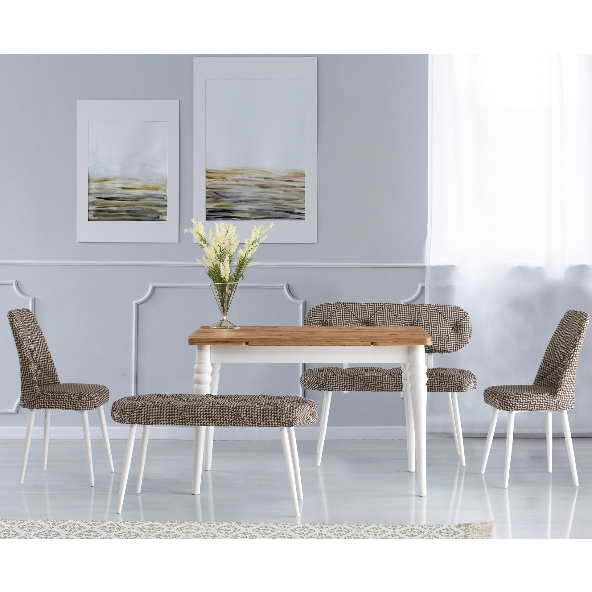 Oval Bank Takımı 80x130 cm Beyaz