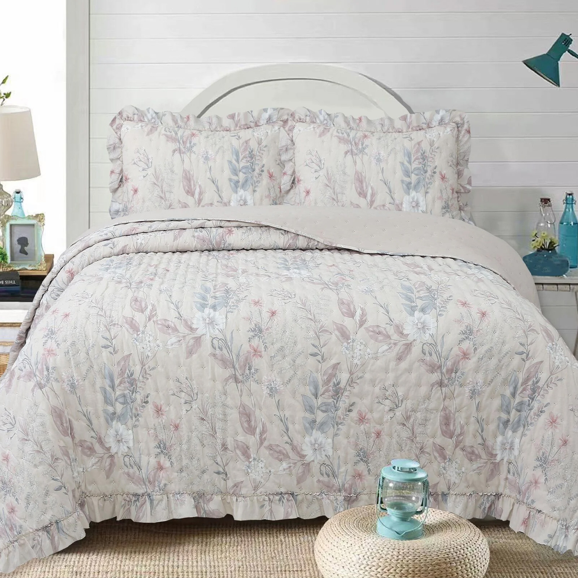 Dainty Home Flowers F006 Çift Kişilik Yatak Örtüsü