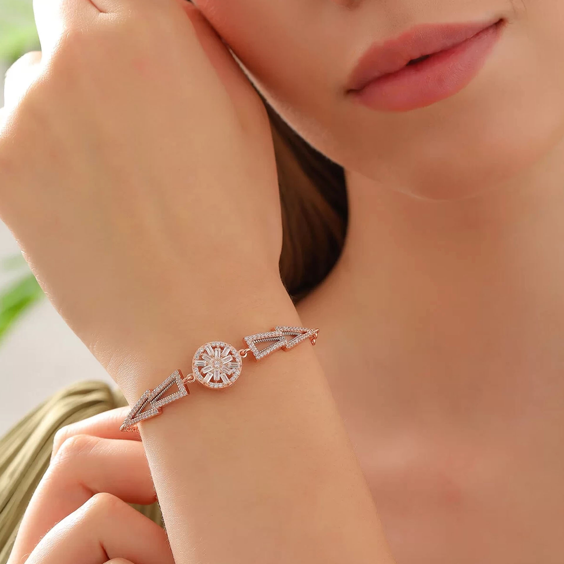 İpek Silver 925 Ayar Zirkon Taşlı Gümüş Bileklik Rose EBO577
