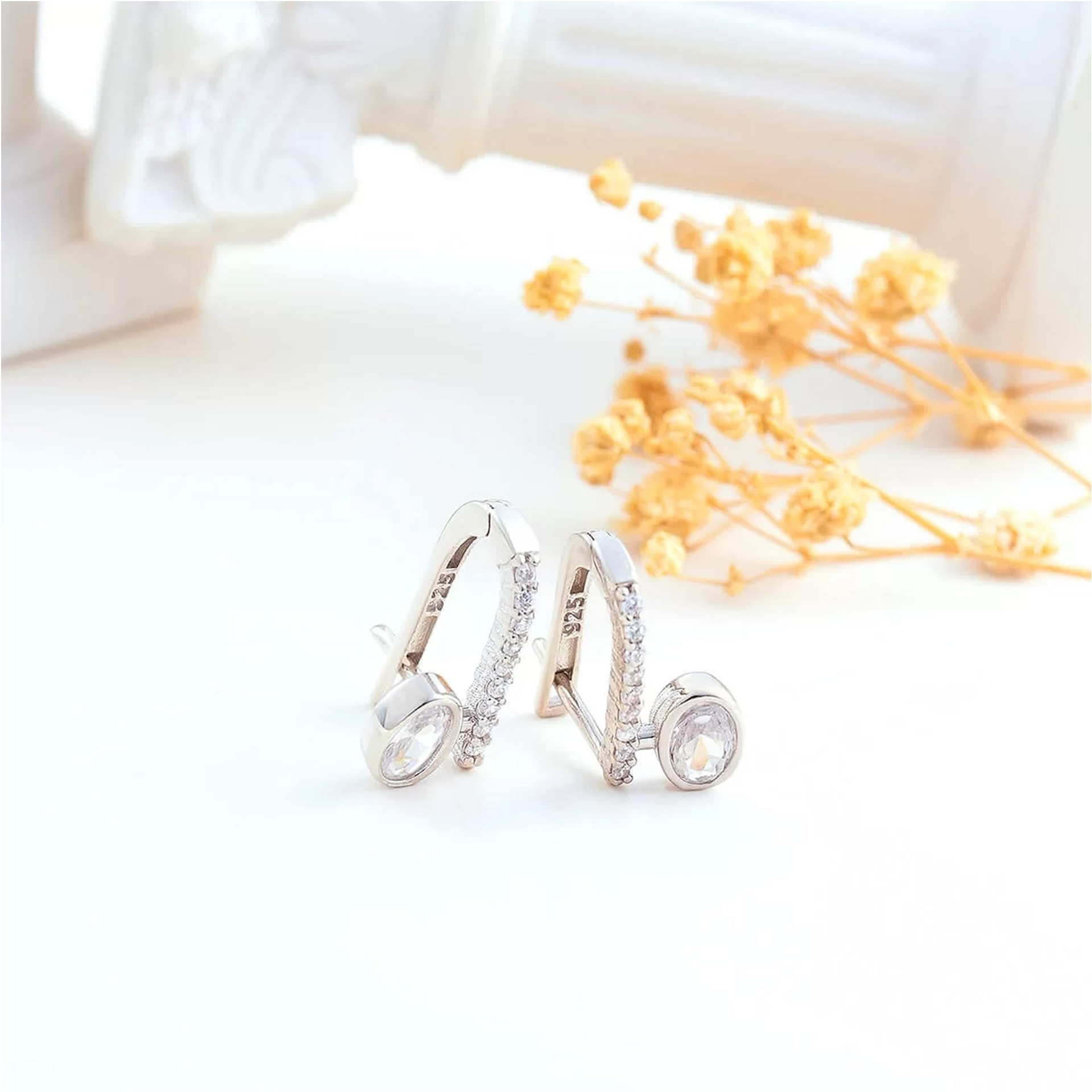 İpek Silver 925 Ayar Gümüş Zirkon Taşlı Ceres Küpe Silver EIKU355