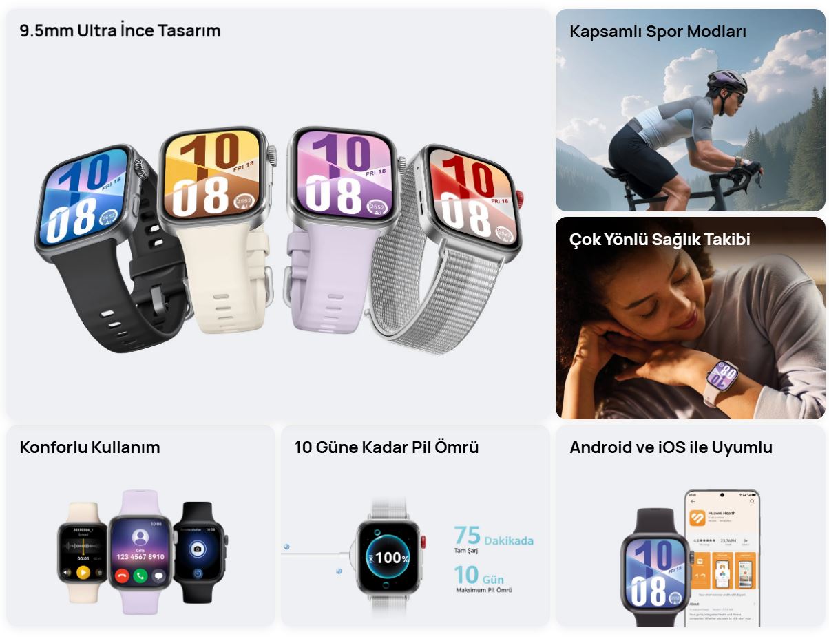 Huawei Watch Fit 4 Akıllı Saat Siyah | Evkur