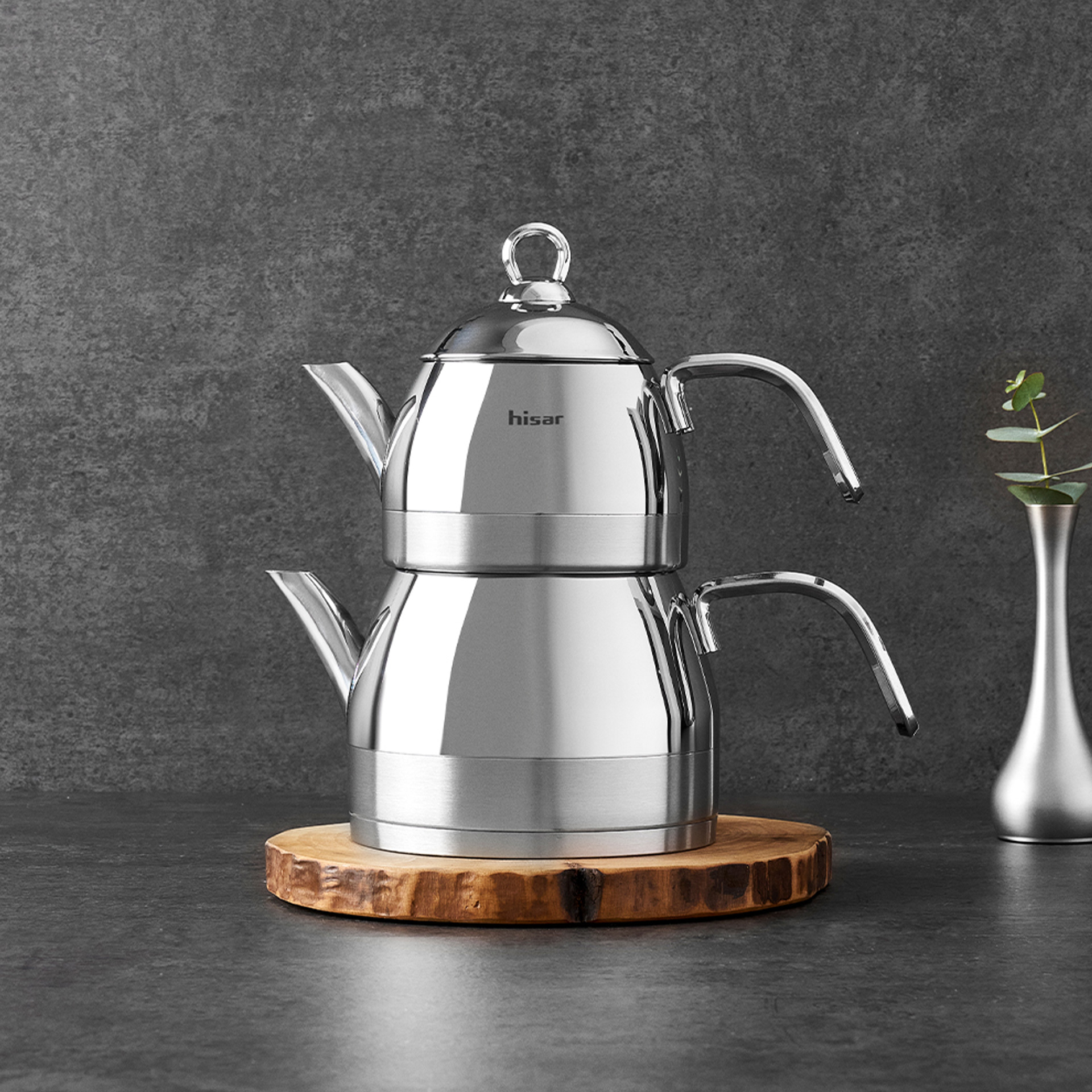 Hisar Orion İndüksiyon Tabanlı Midi Çelik Çaydanlık | EVKUR