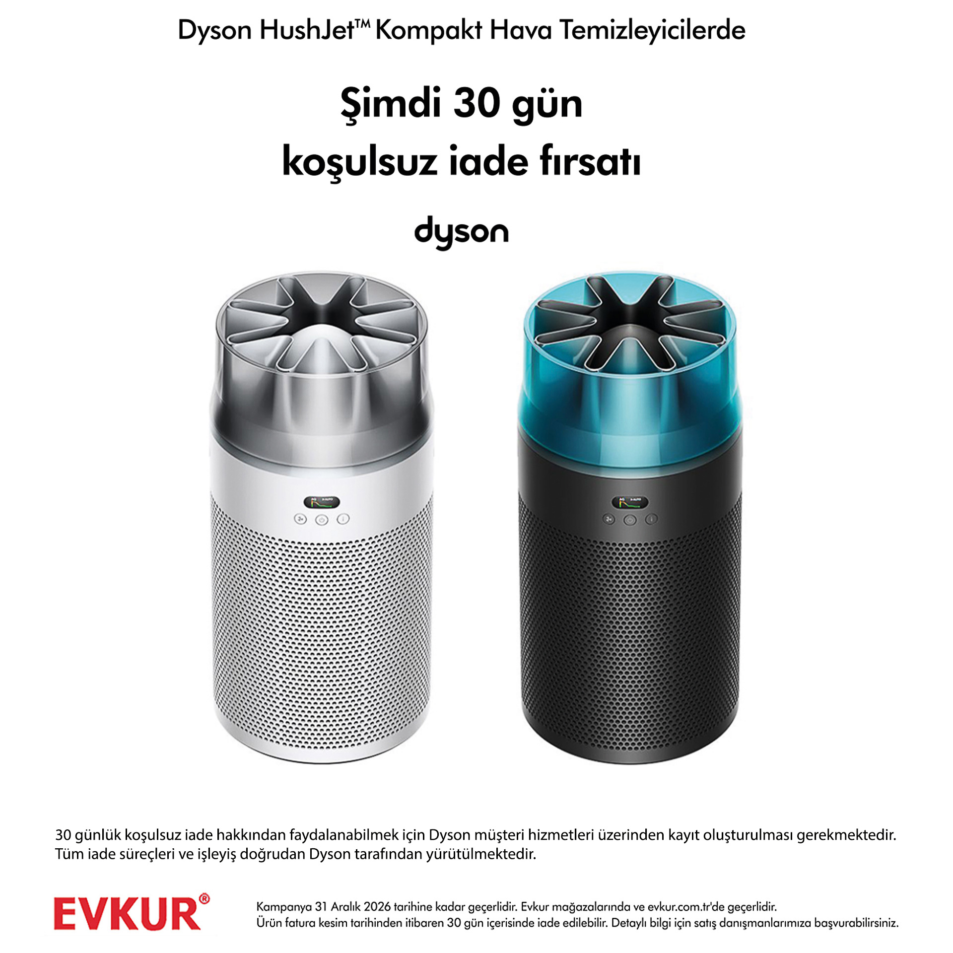 Dyson HushJet Kompakt Hava Temizleyici Siyah/Turkuaz | Evkur