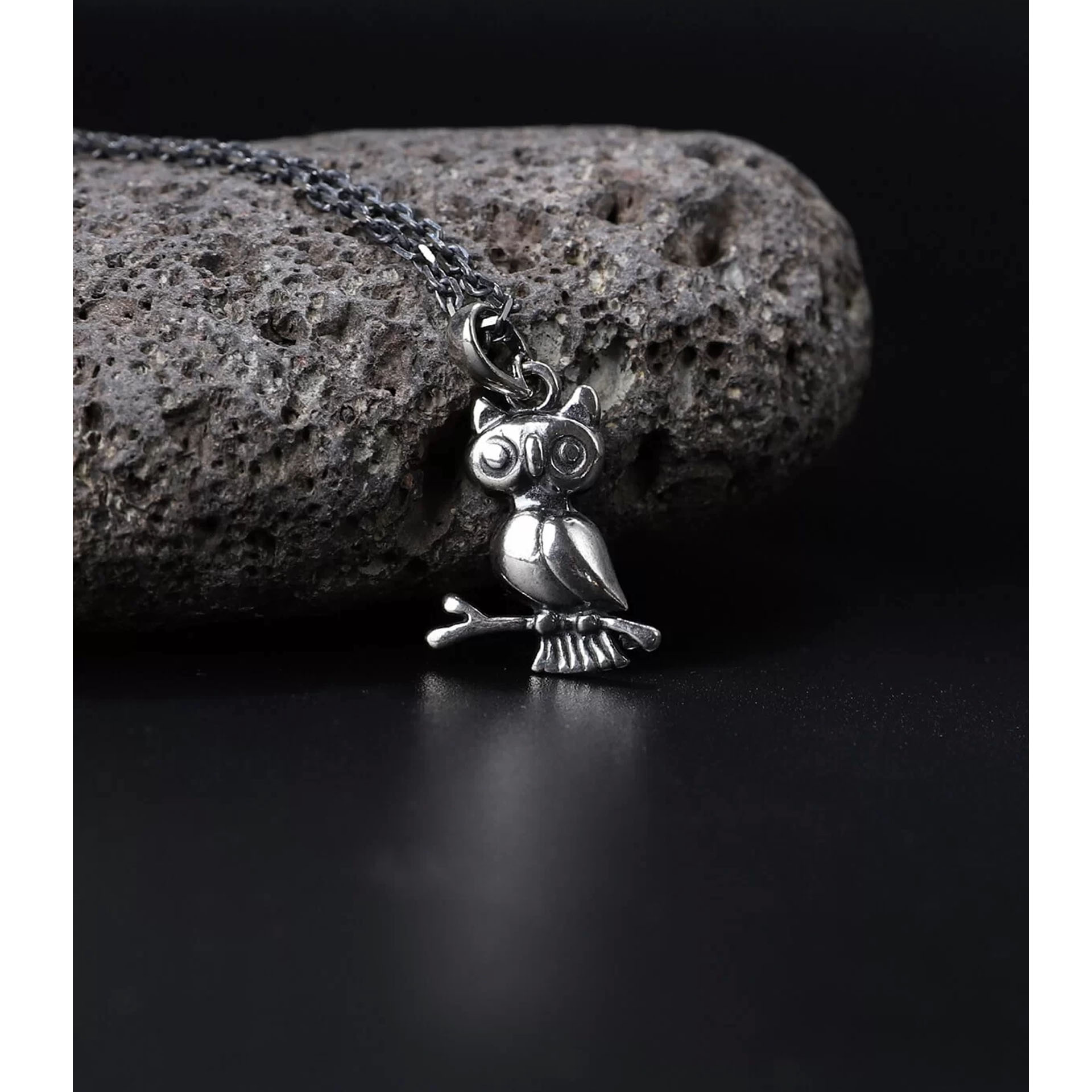 İpek Silver 925 Ayar Gümüş Baykuş Figürlü Erkek Kolye - Silver EIB712