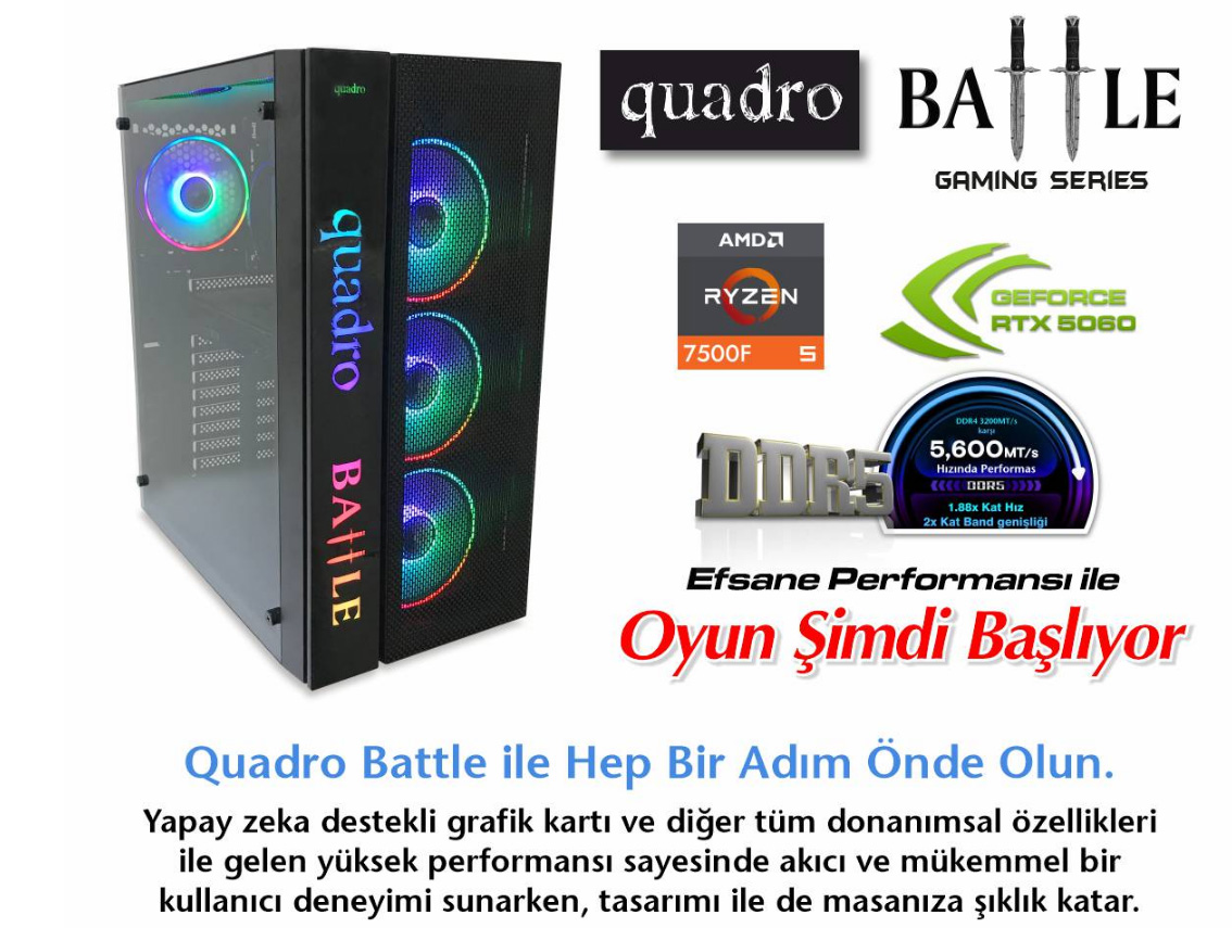 Quadro Battle Ryzen 5 RTX5060 Gaming PC | Evkur