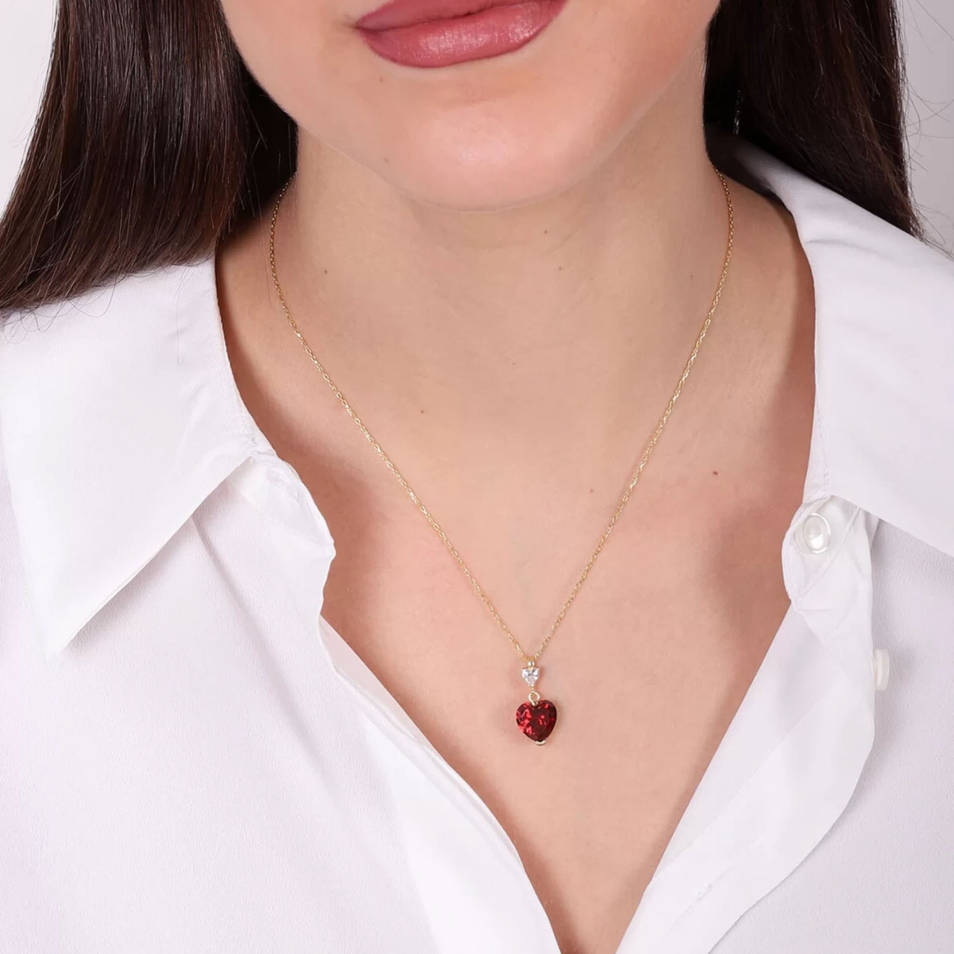 İpek Silver 925 Ayar Opal Rengi Zirkon Taşlı Altın Kaplama Kolye ESH705