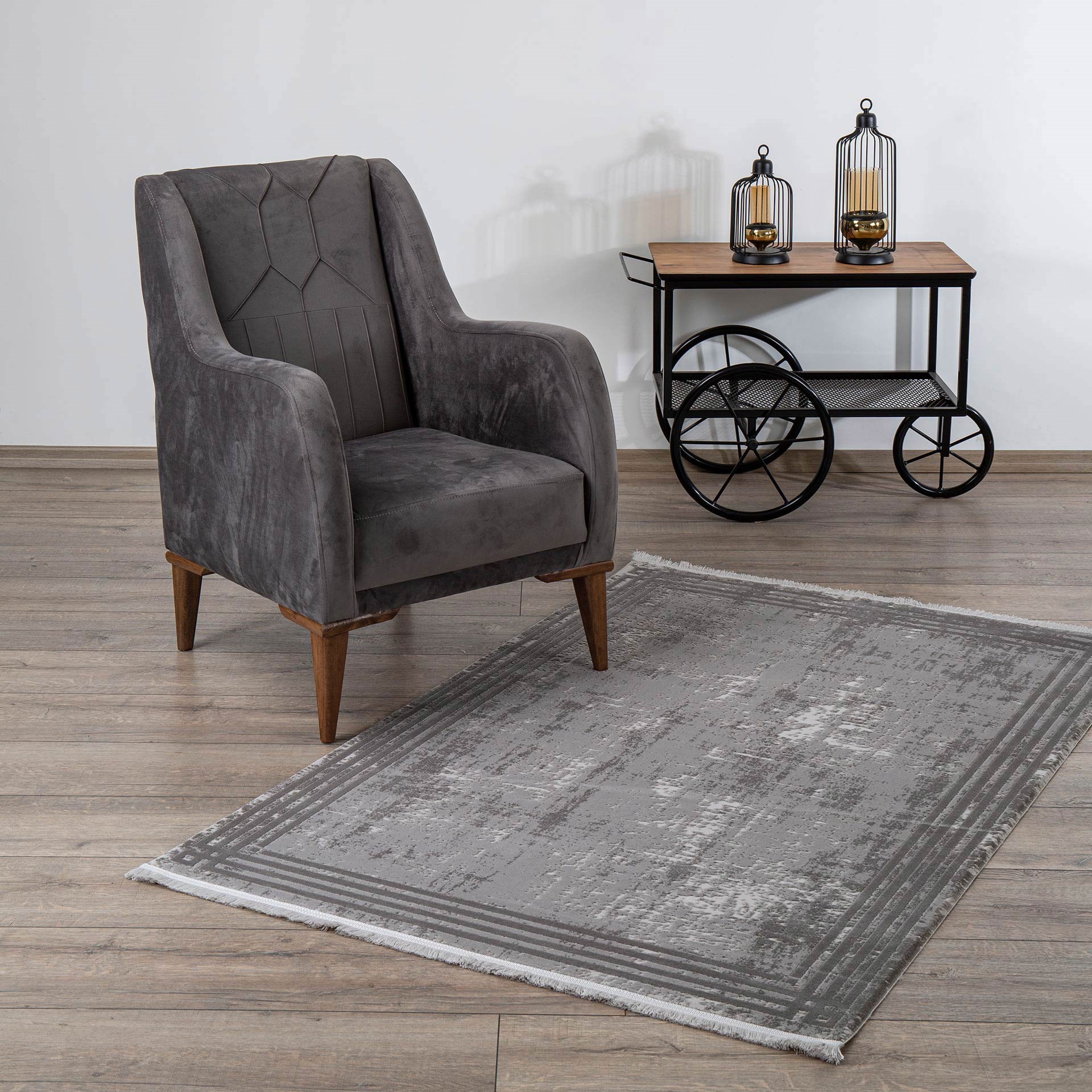 İpek Mekik 200x300 cm Sardes Halı 600-6616A-GRI