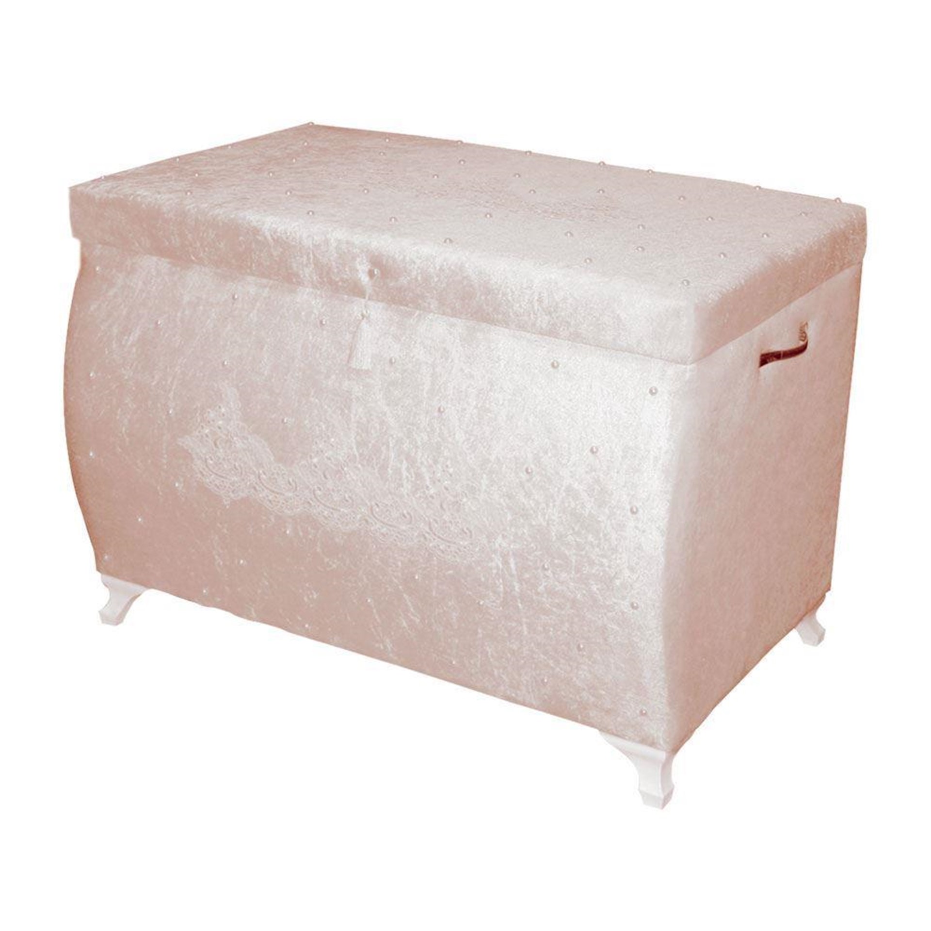 Sema Home Kadife Kaplamalı Büyük Çeyiz Sandığı