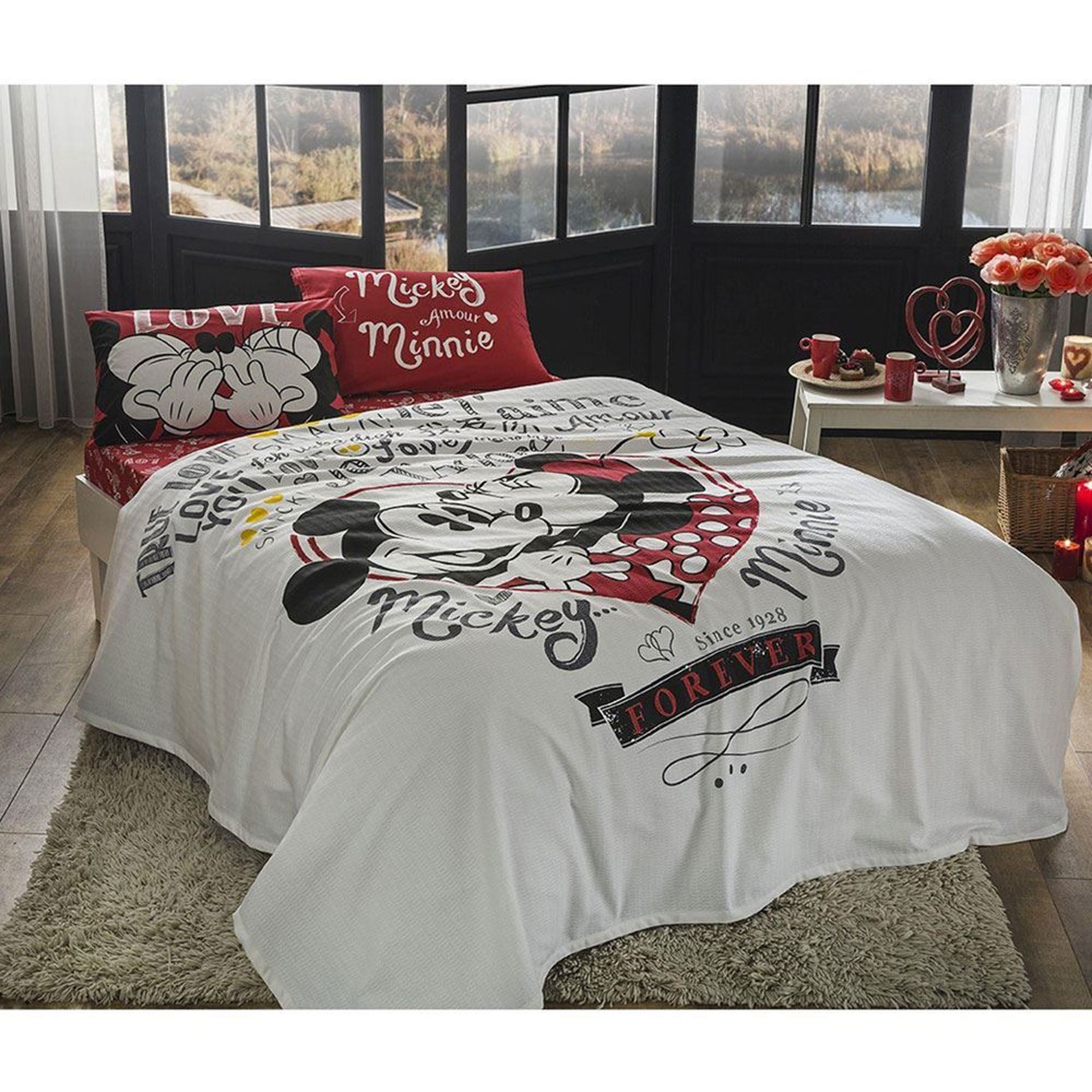 Tac 5024 Lisansli Disney Minnie Mickey Amour Pkb Cift Kisilik Pike Takimi 60174669