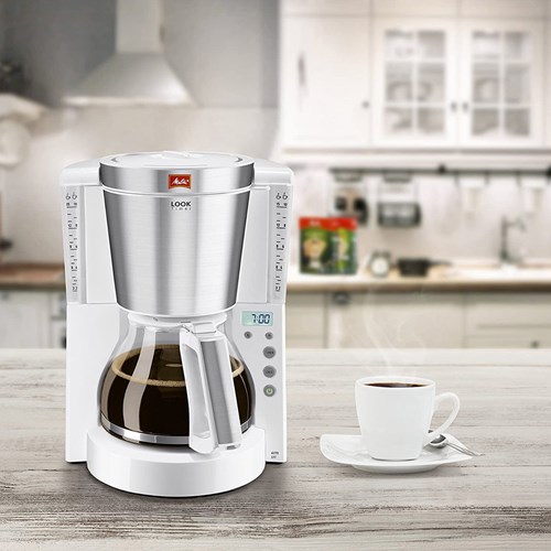 Melitta Look IV Timer Zaman Ayarlı Filtre Kahve Makinesi Beyaz, melitta
