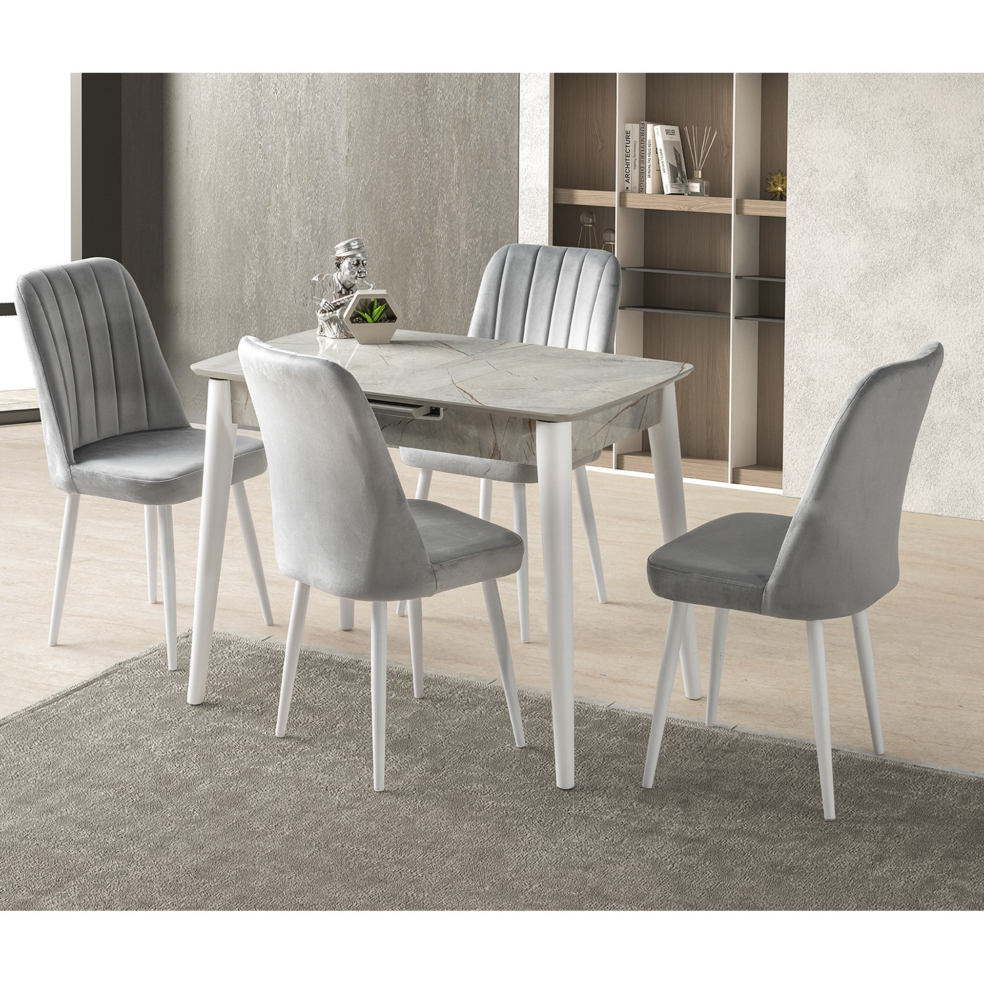 Venüs Masa Takımı 60x100 cm Lagina-Açık Gri