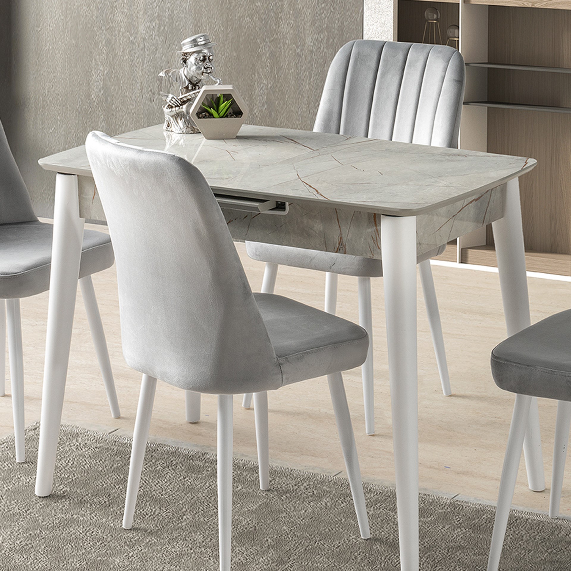Venüs Masa Takımı 60x100 cm Lagina-Açık Gri