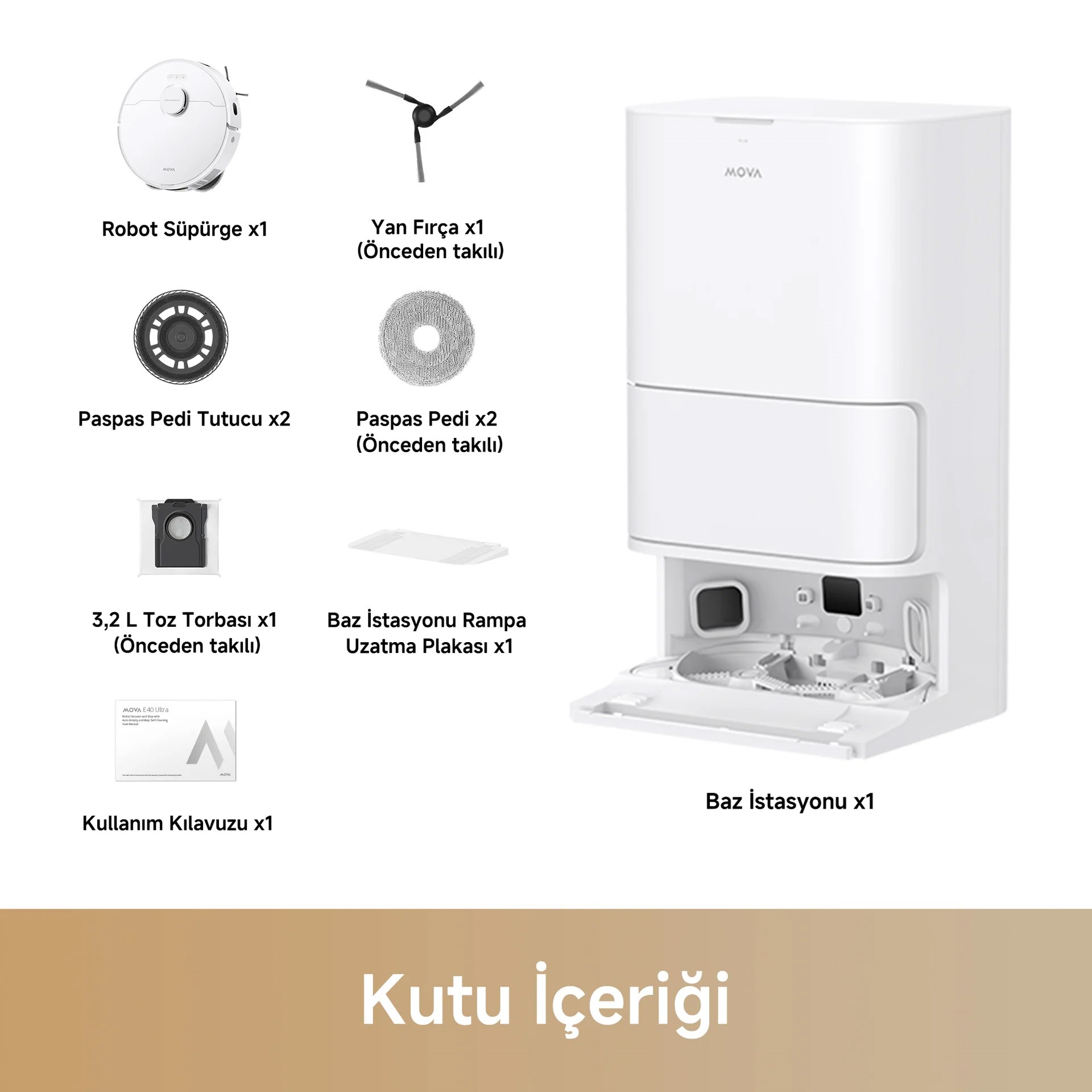 Mova E40 Ultra Robot Süpürge Beyaz
