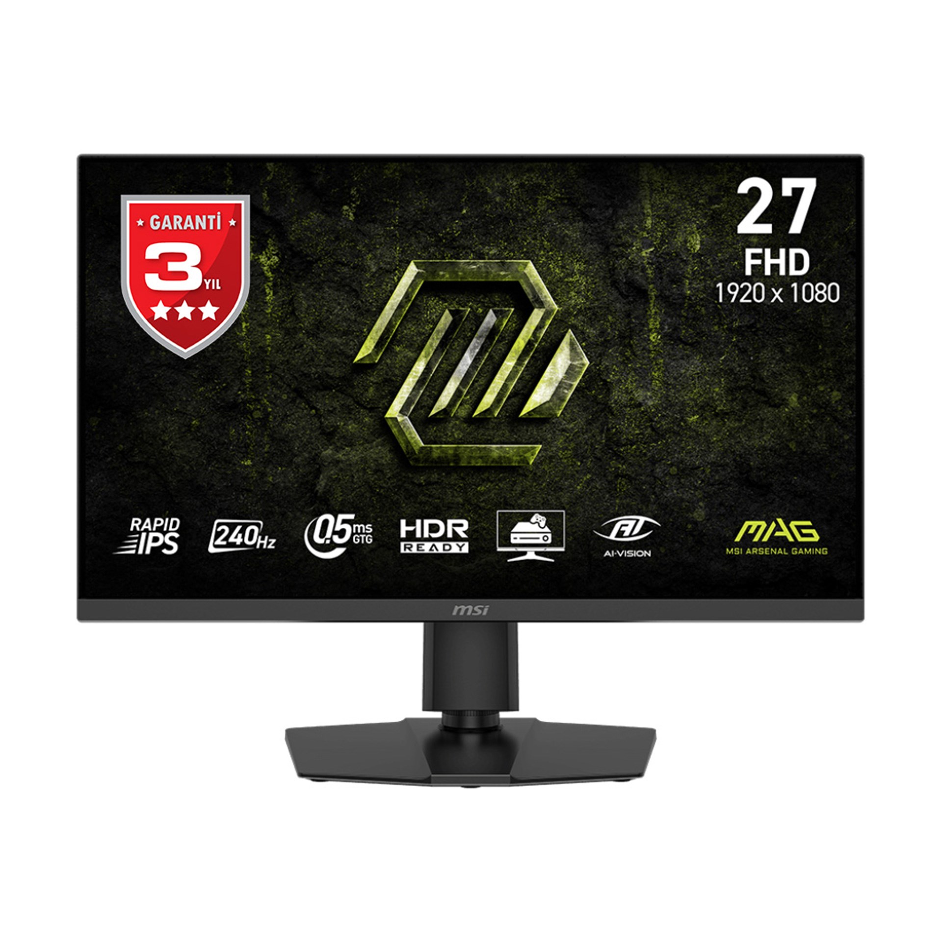 MSI 27 MAG 272PF X24 1920x1080 (FHD) 16:9 FLAT RAPID IPS 240Hz 0.5MS (GTG) ADAPTIVE-SYNC PIVOT SIYAH GAMING MONITOR