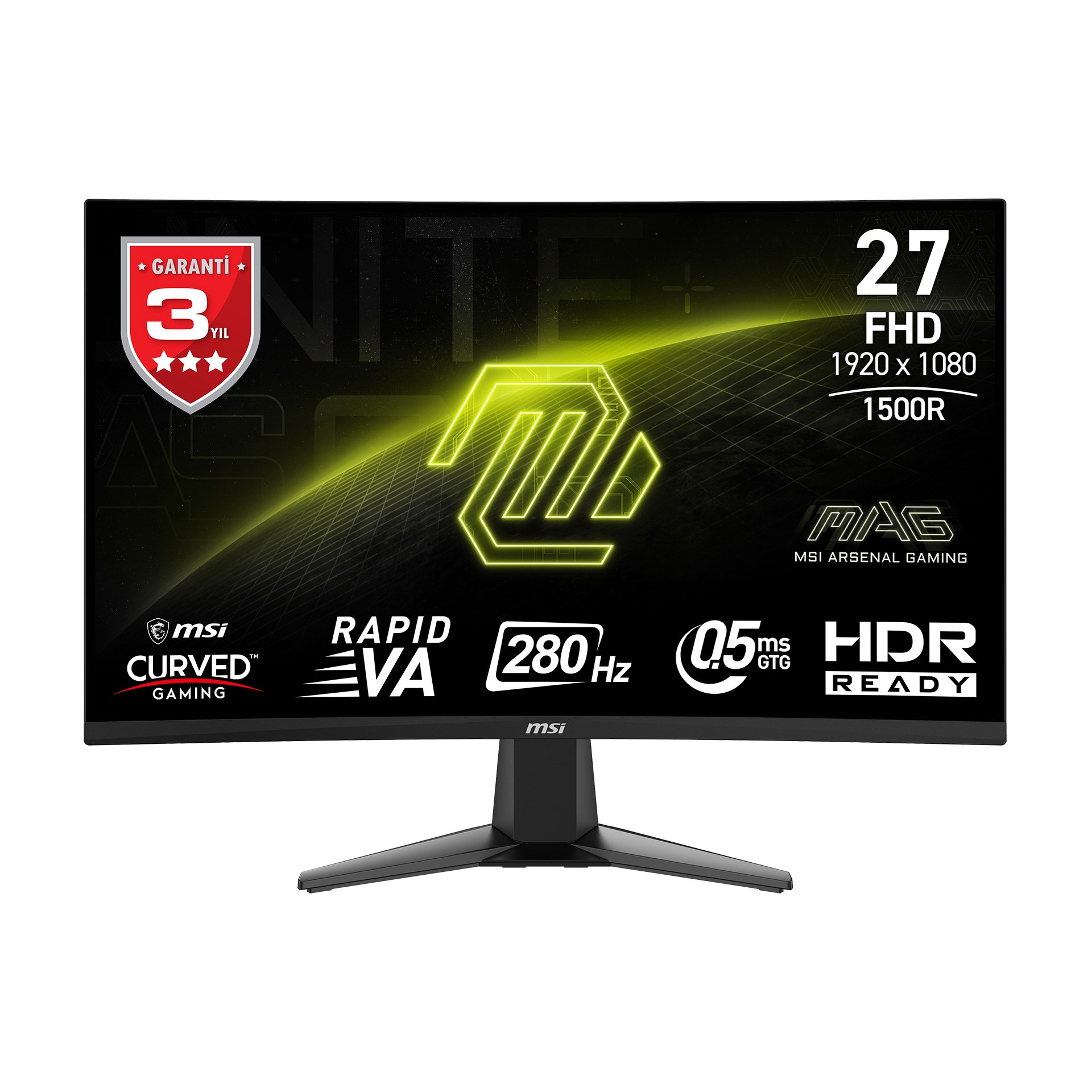 MSI 27 MAG 276CXF 1920x1080 (FHD) CURVE 1500R RAPID VA 280HZ 0.5MS (GTG) ADAPTIVE-SYNC SIYAH GAMING MONITOR