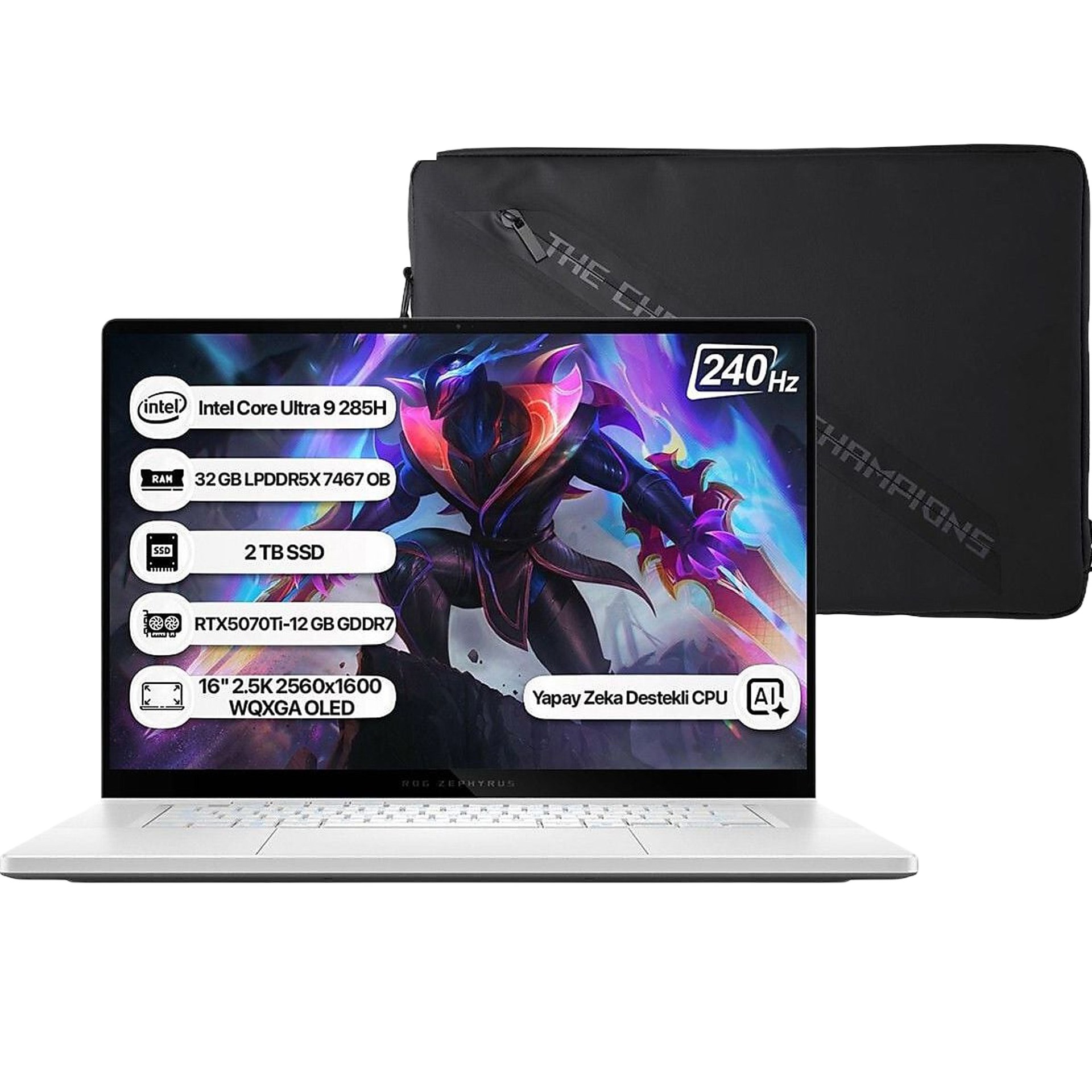 Asus Rog Zephyrus G16 GU605CR-QR204 Intel Core Ultra 9-285HX 32GB RAM 2 TB SSD RTX5070Ti-12GB Ekran Kartı 240 Hz FreeDos