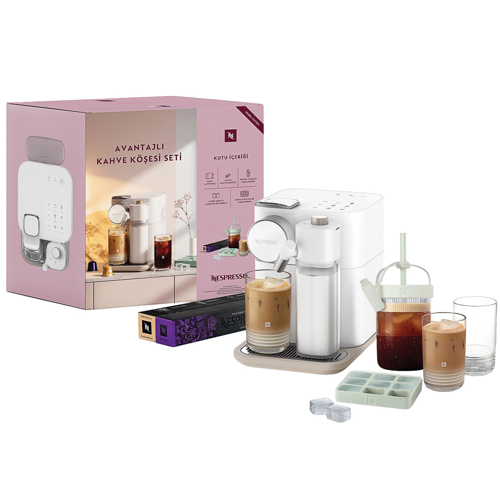 Nespresso F541 White Gran Latissima Yaz Köşesi Seti
