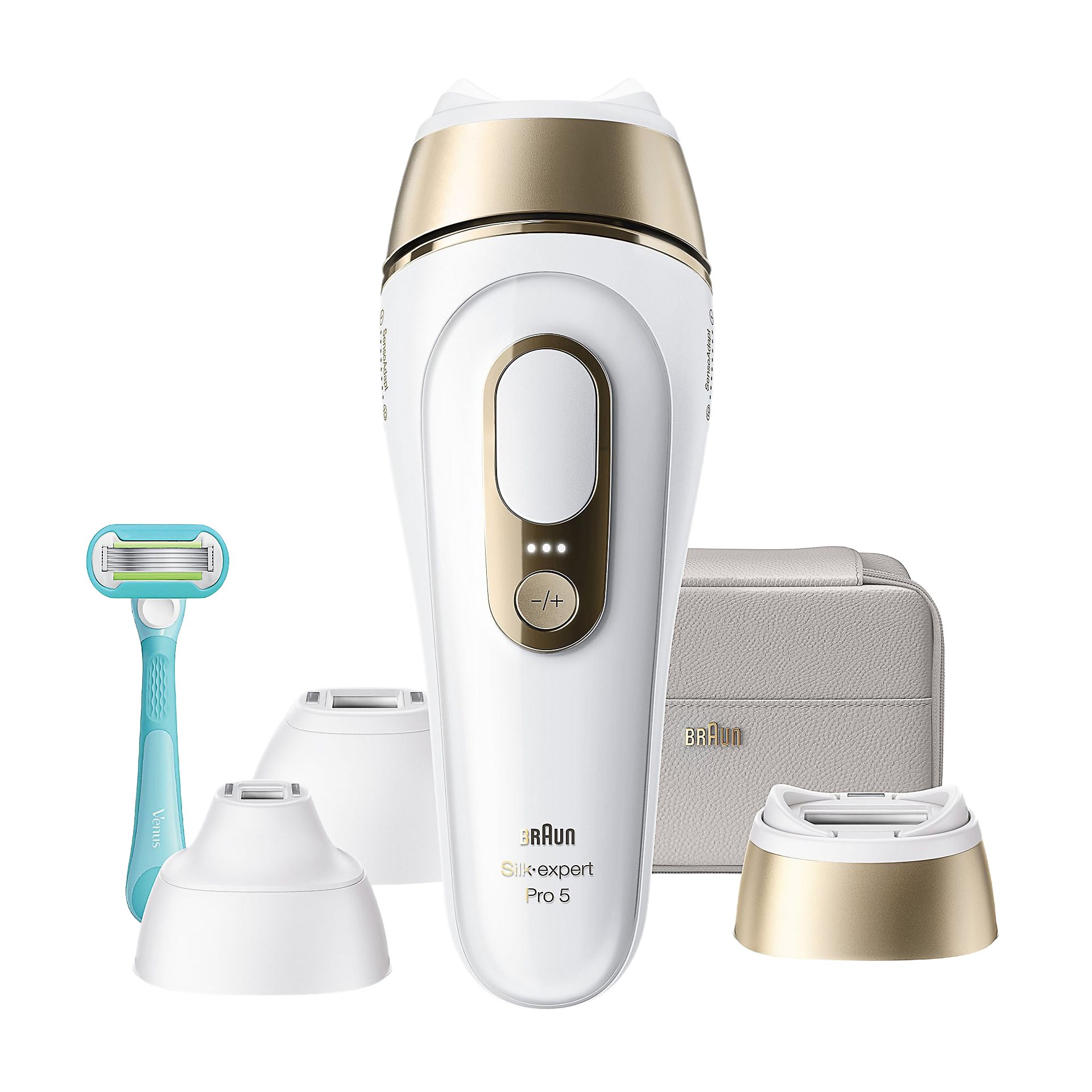 Braun PL5351 IPL Silk Expert Pro 5, Evde Lazerle Tüy Alma, Çanta, Venus Tıraş Makinesi, 3 Başlık