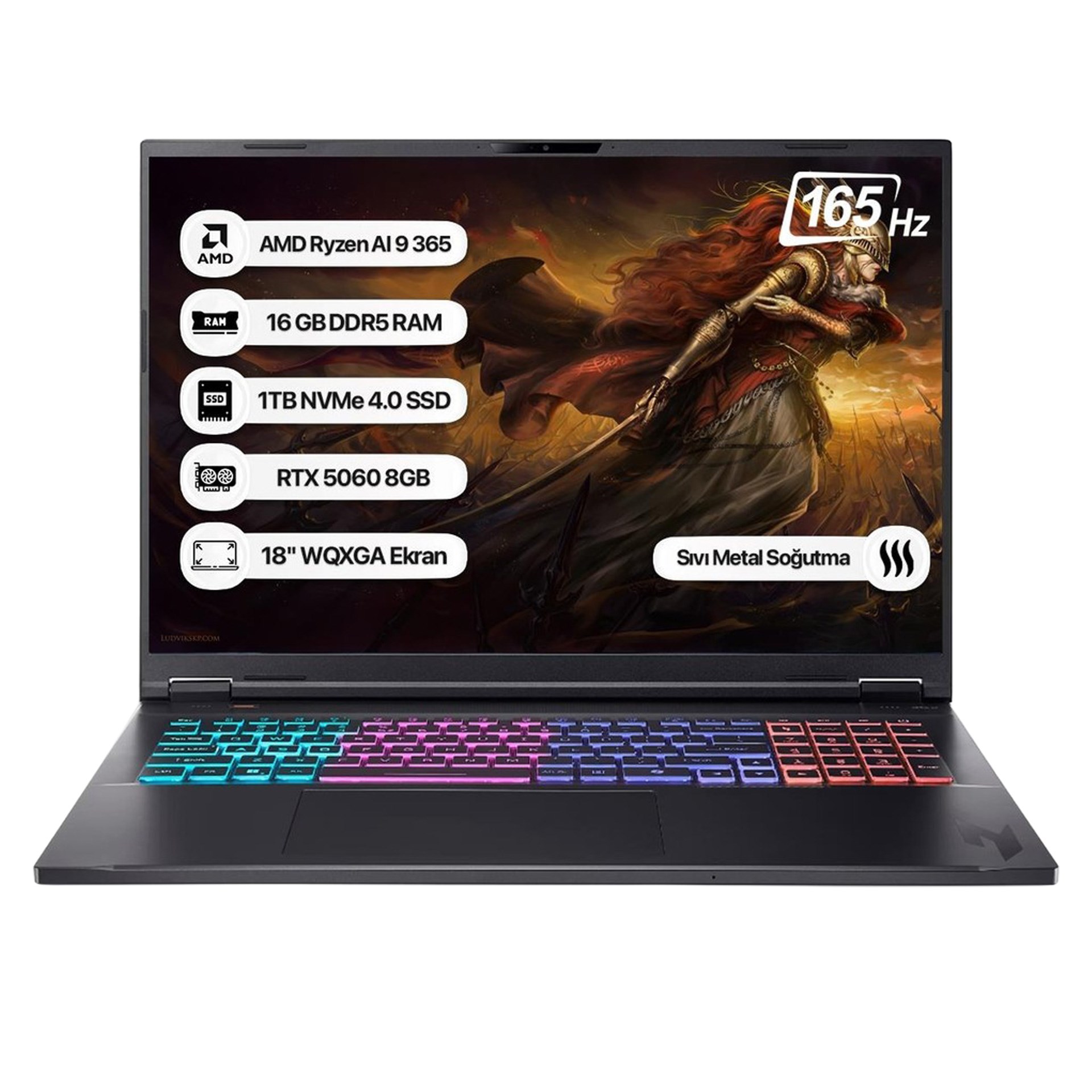 Acer Nitro 18 AN18-61 NH.QYHEY.001 R9 AI 365 16 GB RAM 1TB SSD RTX5060-8GB Ekran Kartı 180 Hz 18 FreeDos