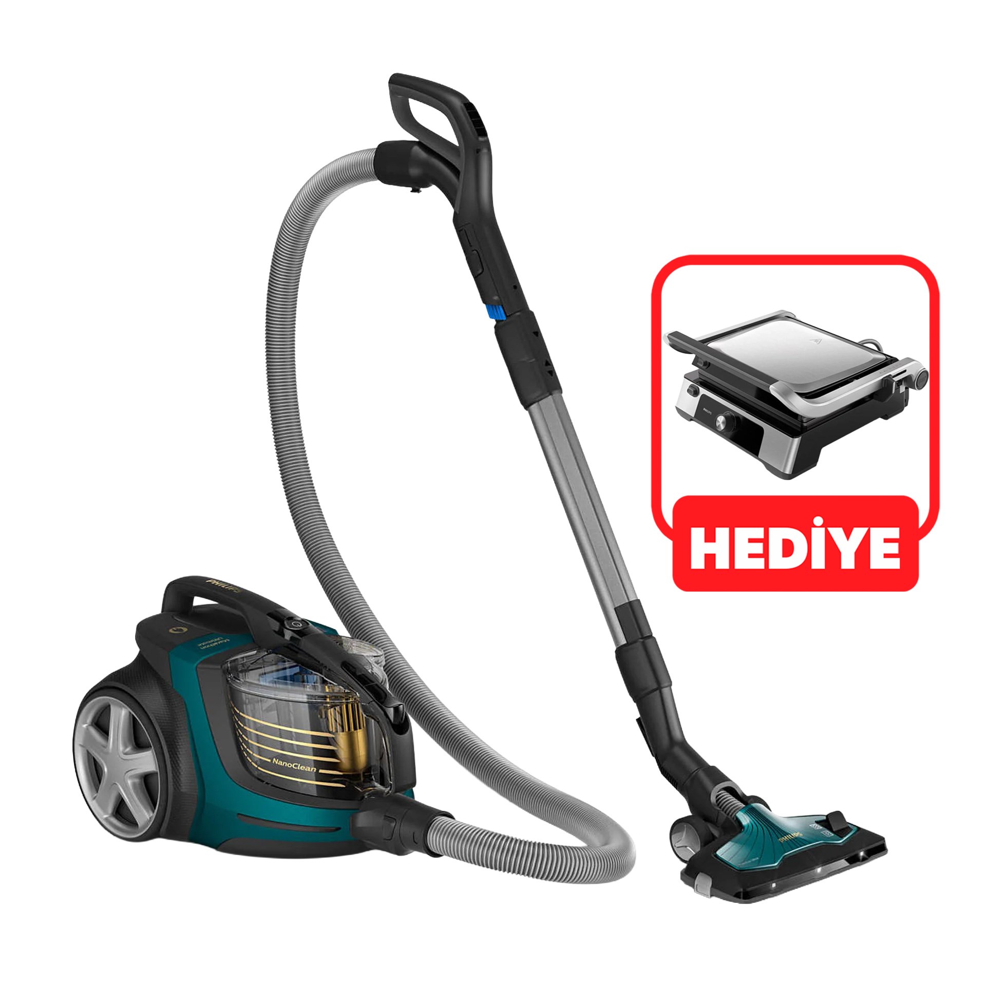 Philips XB9185/07-HD6301/90 Marathon Süpürge Izgara&Tost Makinesi Hediyeli