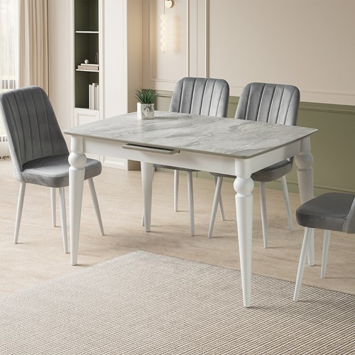 Venüs Masa Takımı 80x120 cm Bermuda-Gri - Evkur