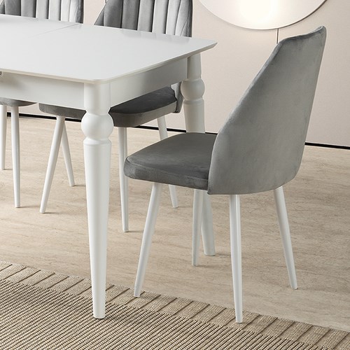 Venüs Masa Takımı 80x120 cm Beyaz-Gri